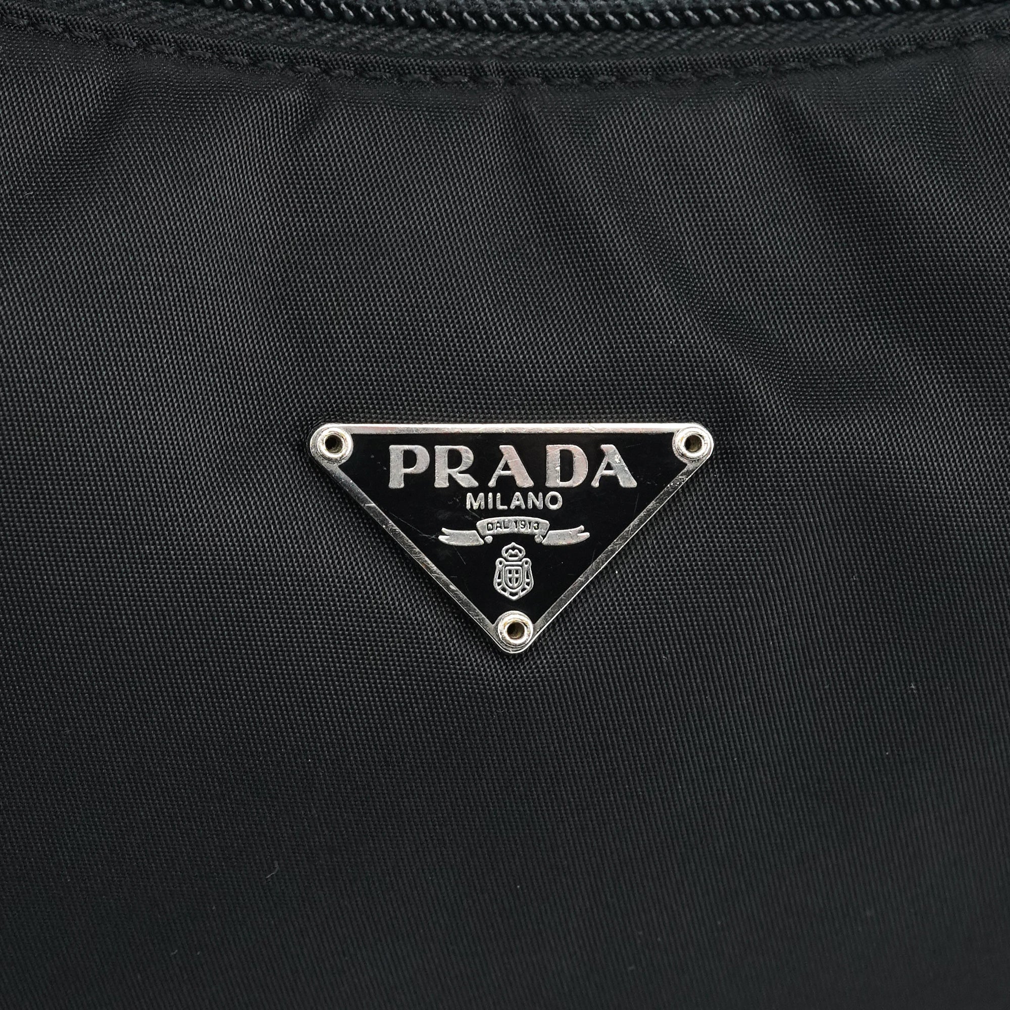 Prada 2002 Black Tessuto Nylon Mini Hobo Bag