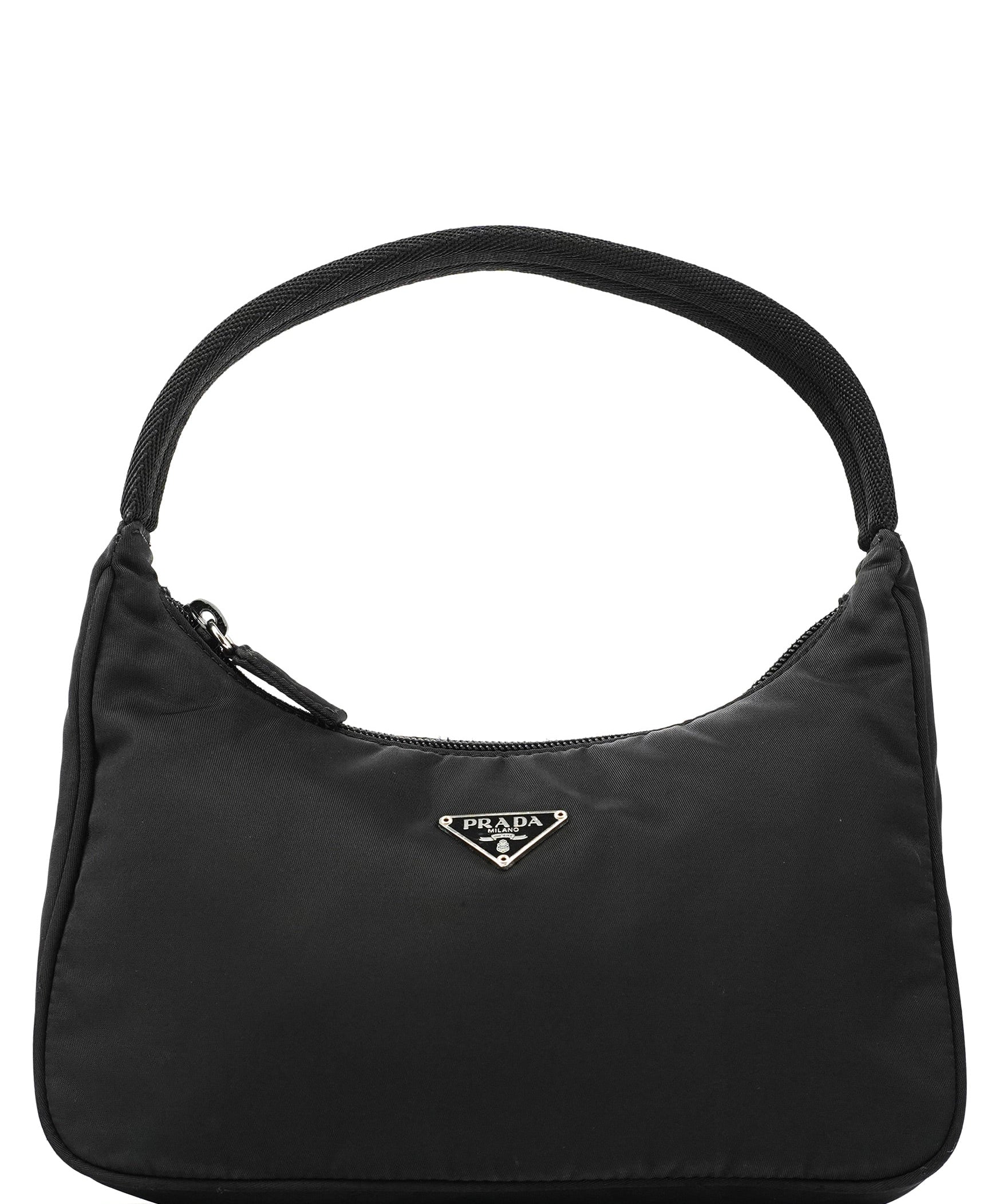 Prada 2002 Black Tessuto Nylon Mini Hobo Bag
