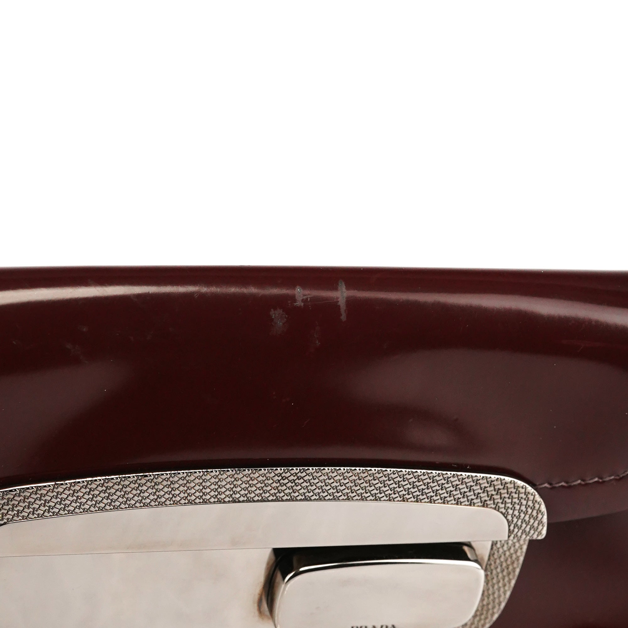Prada 2004 Burgundy Spazzolato Mirror Shoulder Bag