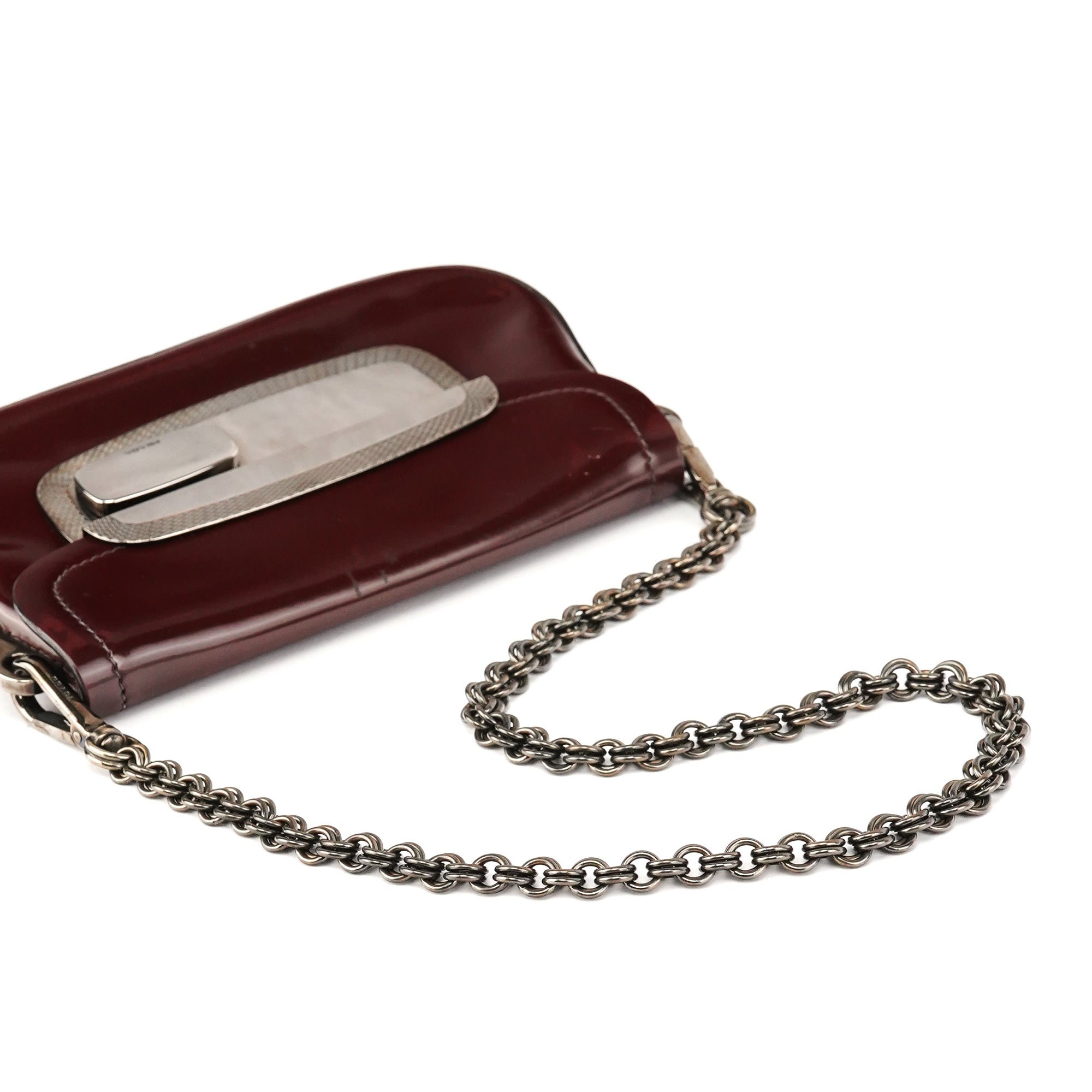 Prada 2004 Burgundy Spazzolato Mirror Shoulder Bag