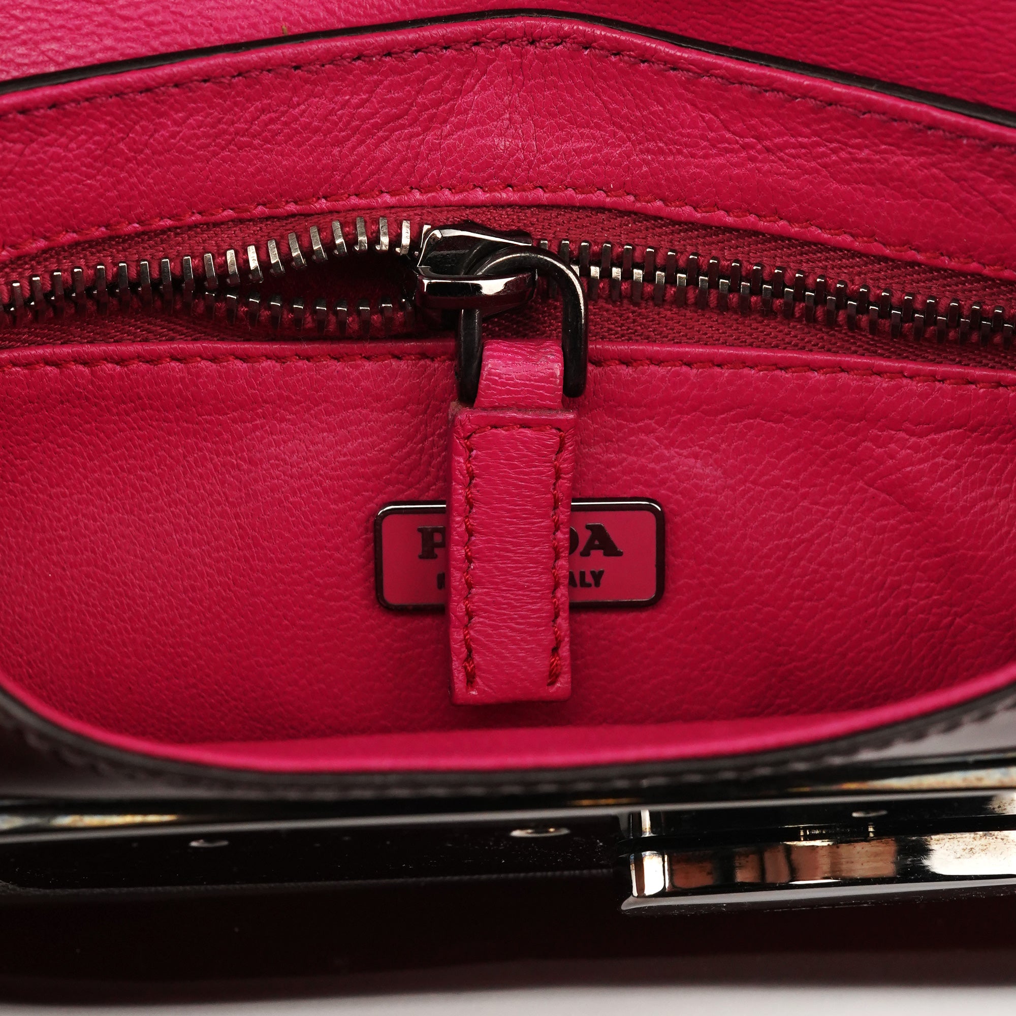 Prada 2004 Burgundy Spazzolato Mirror Shoulder Bag