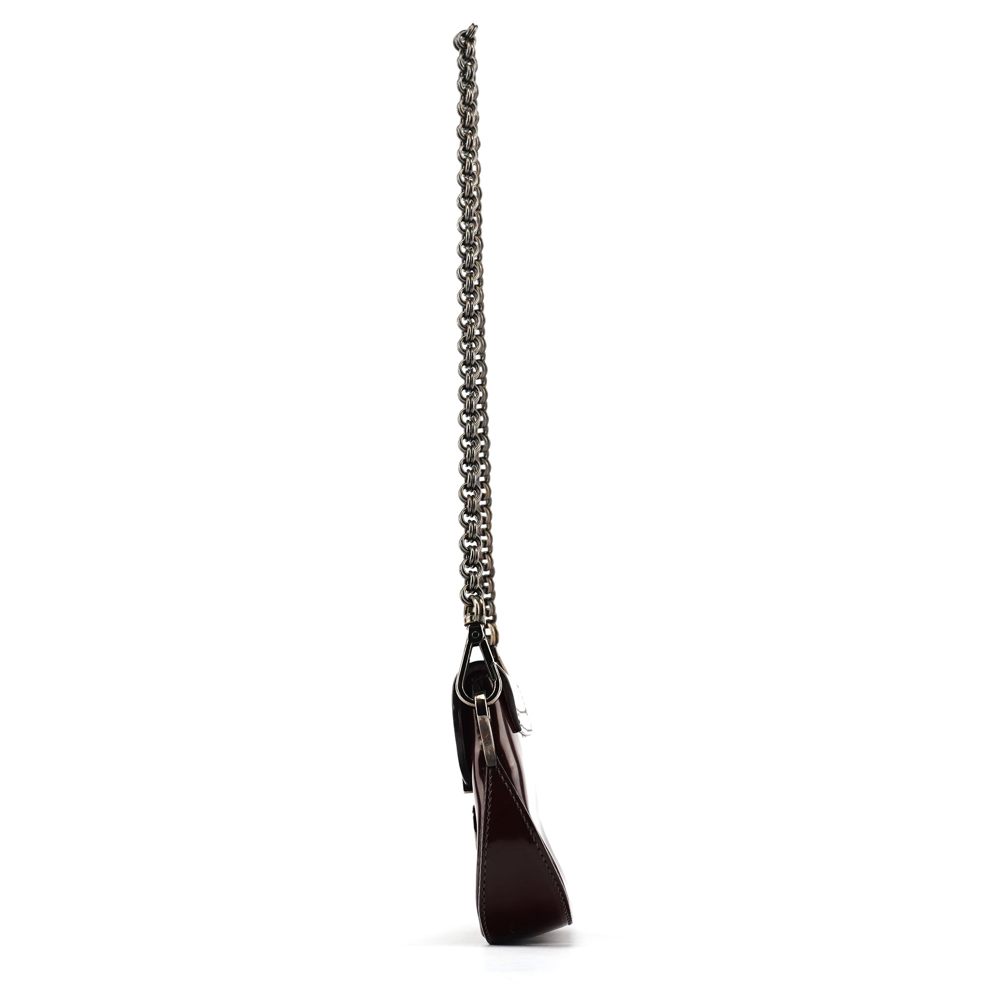 Prada 2004 Burgundy Spazzolato Mirror Shoulder Bag