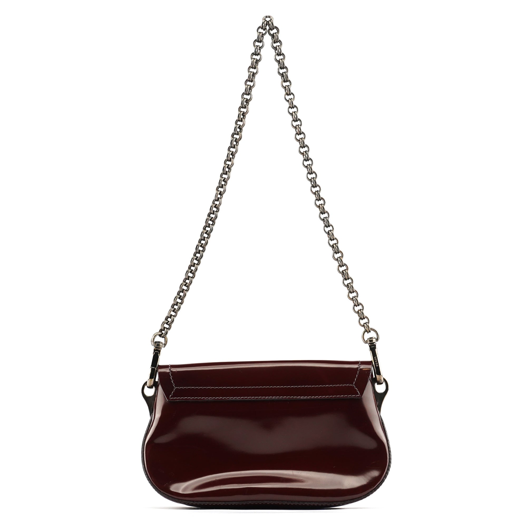 Prada 2004 Burgundy Spazzolato Mirror Shoulder Bag