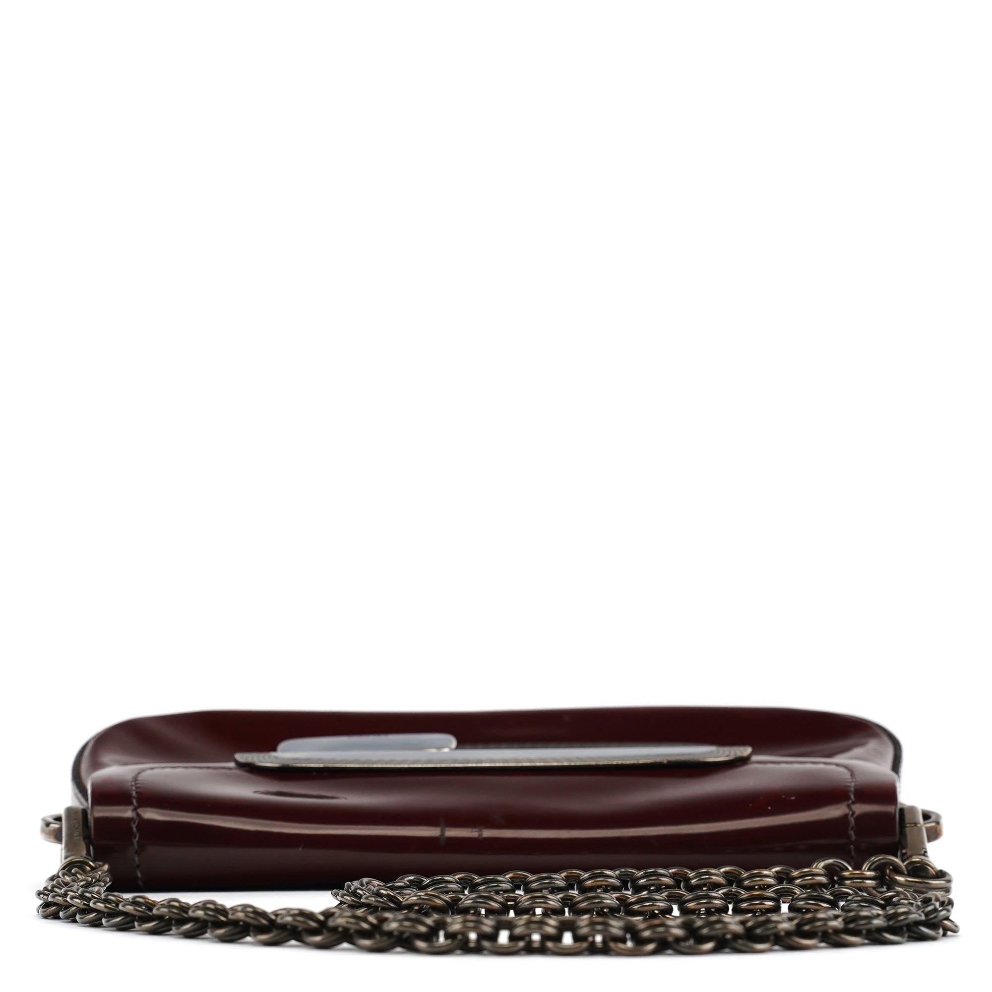 Prada 2004 Burgundy Spazzolato Mirror Shoulder Bag