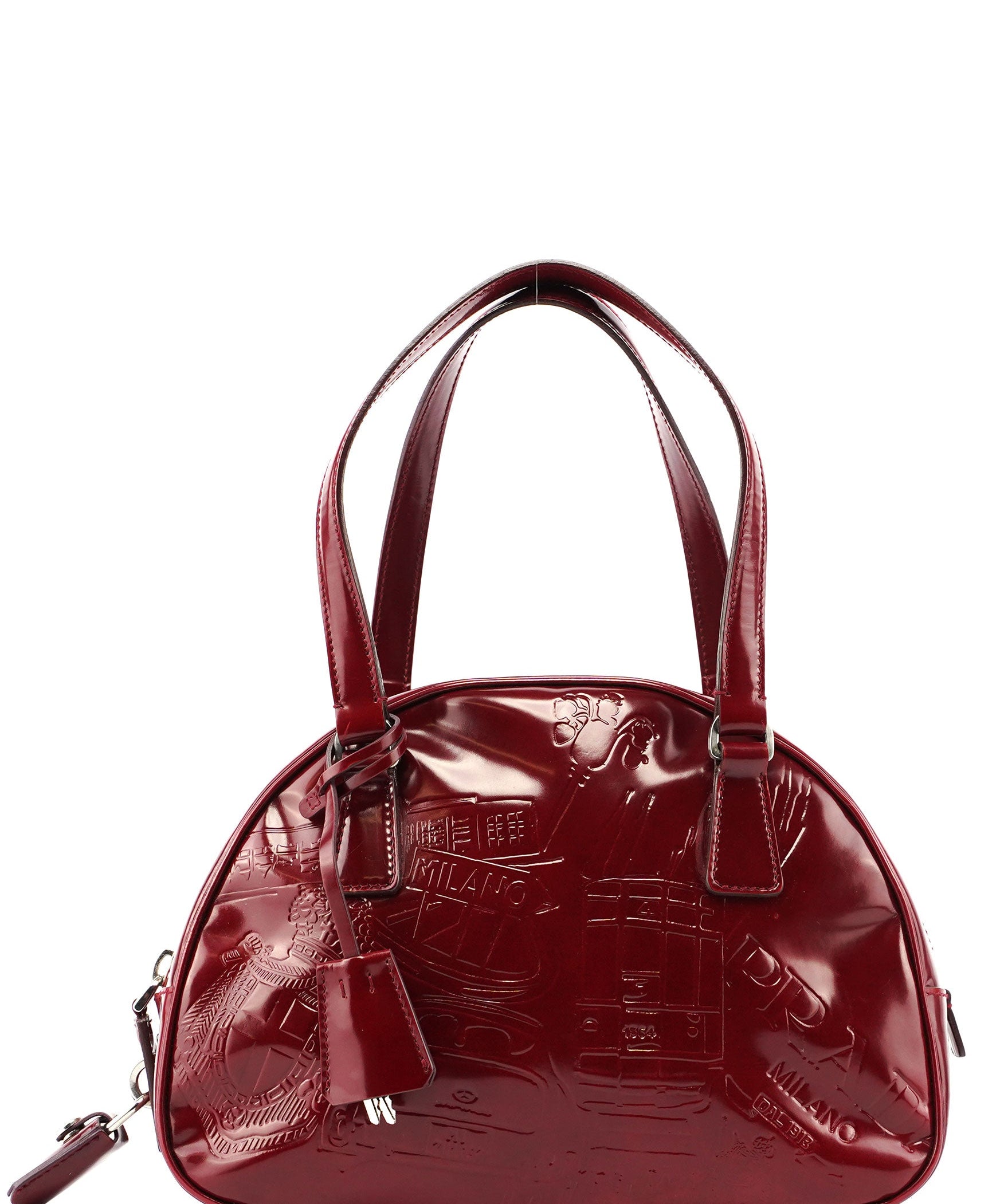 Prada 5347. Prada Red Patent Leather Stamped Tote