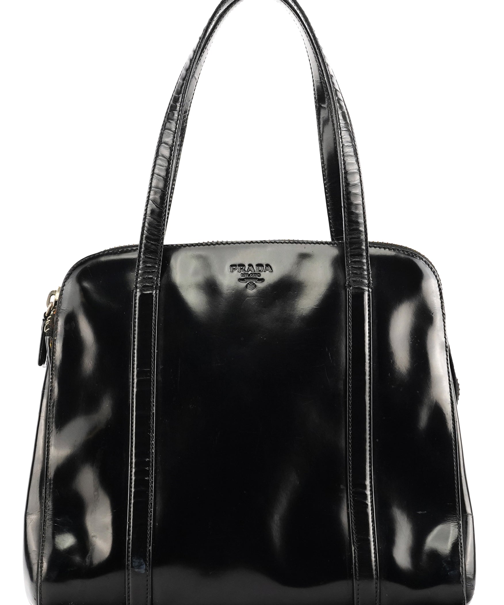 Prada 7256 Black Patent Leather Tote Bag