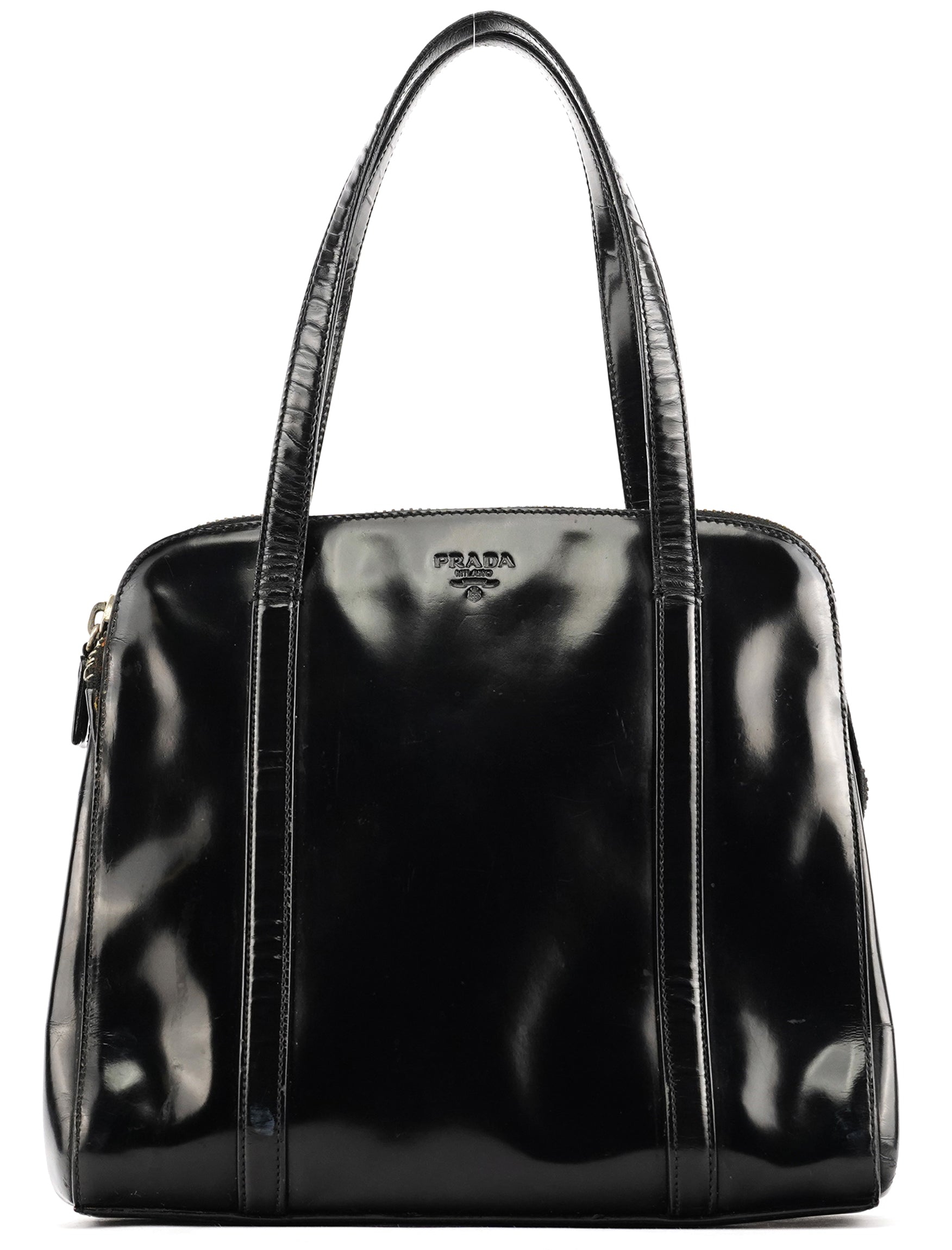 Prada 7256 Black Patent Leather Tote Bag
