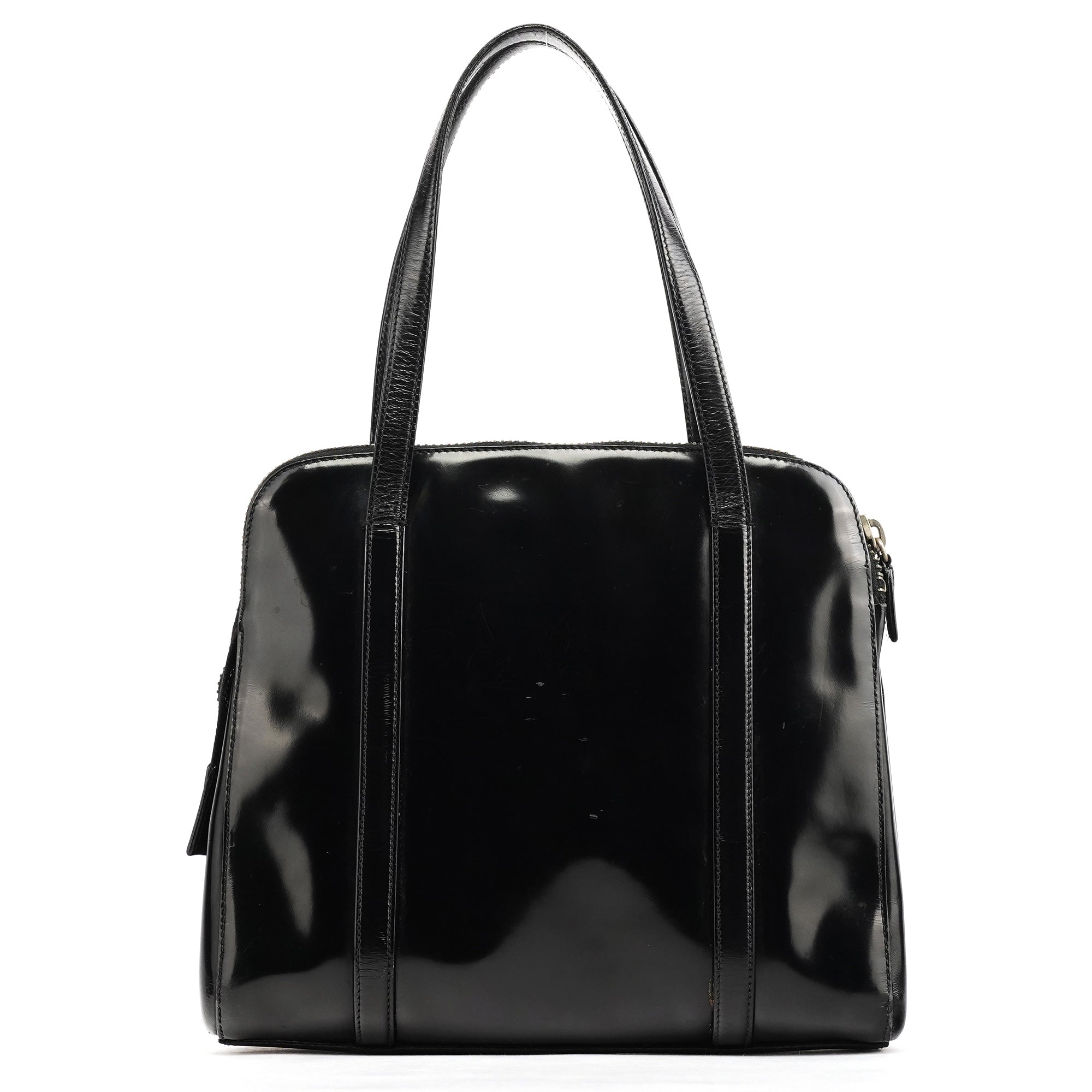 Prada 7256 Black Patent Leather Tote Bag