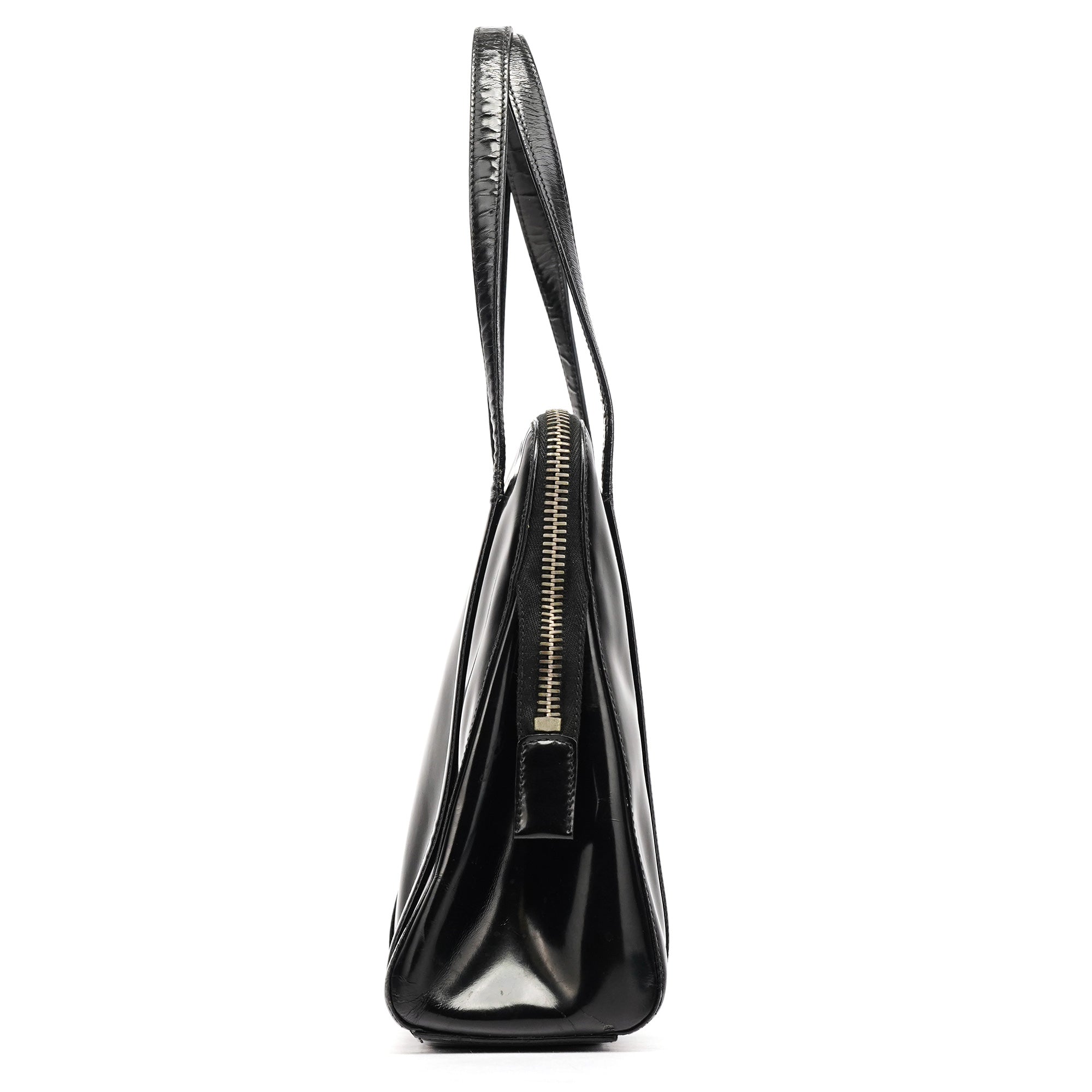 Prada 7256 Black Patent Leather Tote Bag