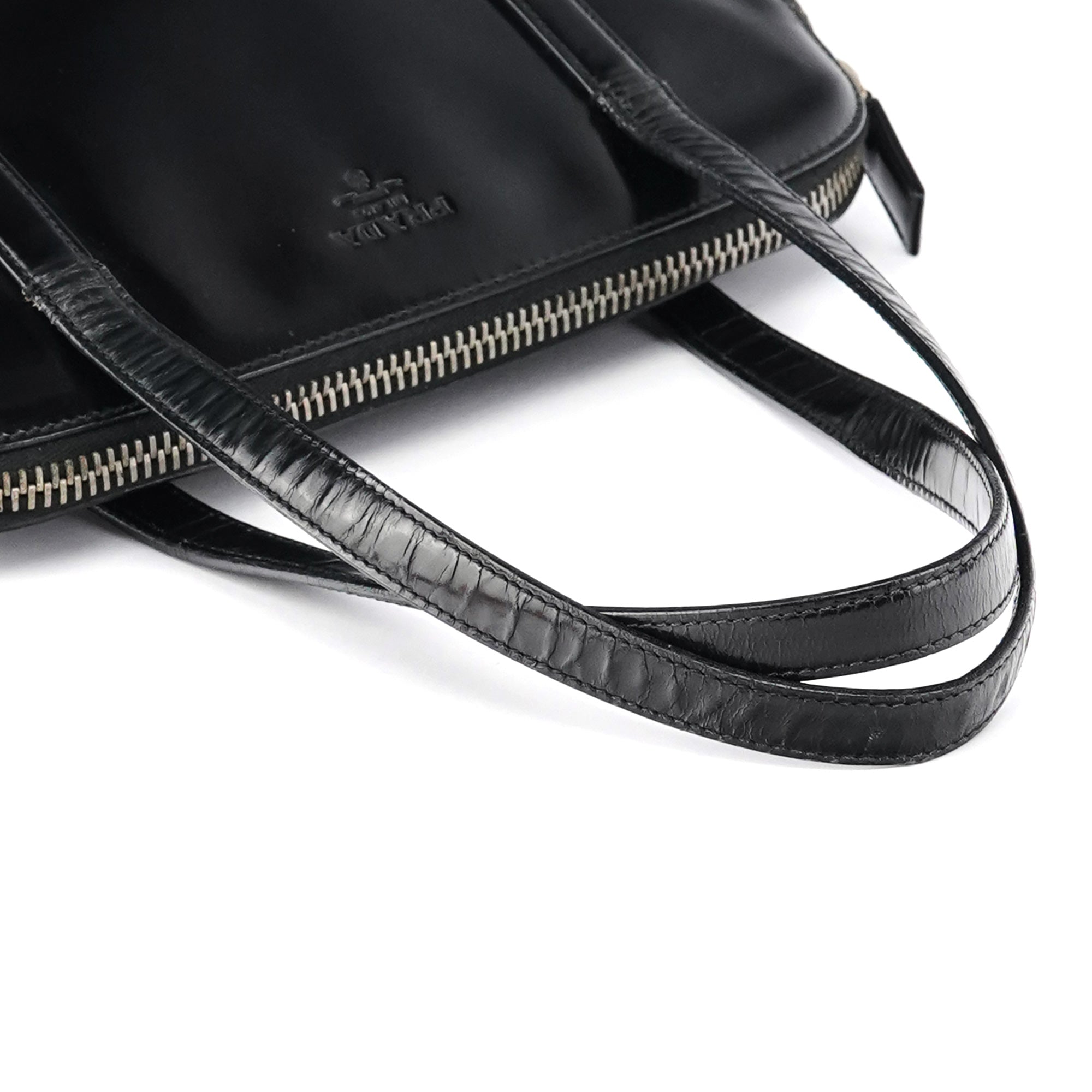 Prada 7256 Black Patent Leather Tote Bag