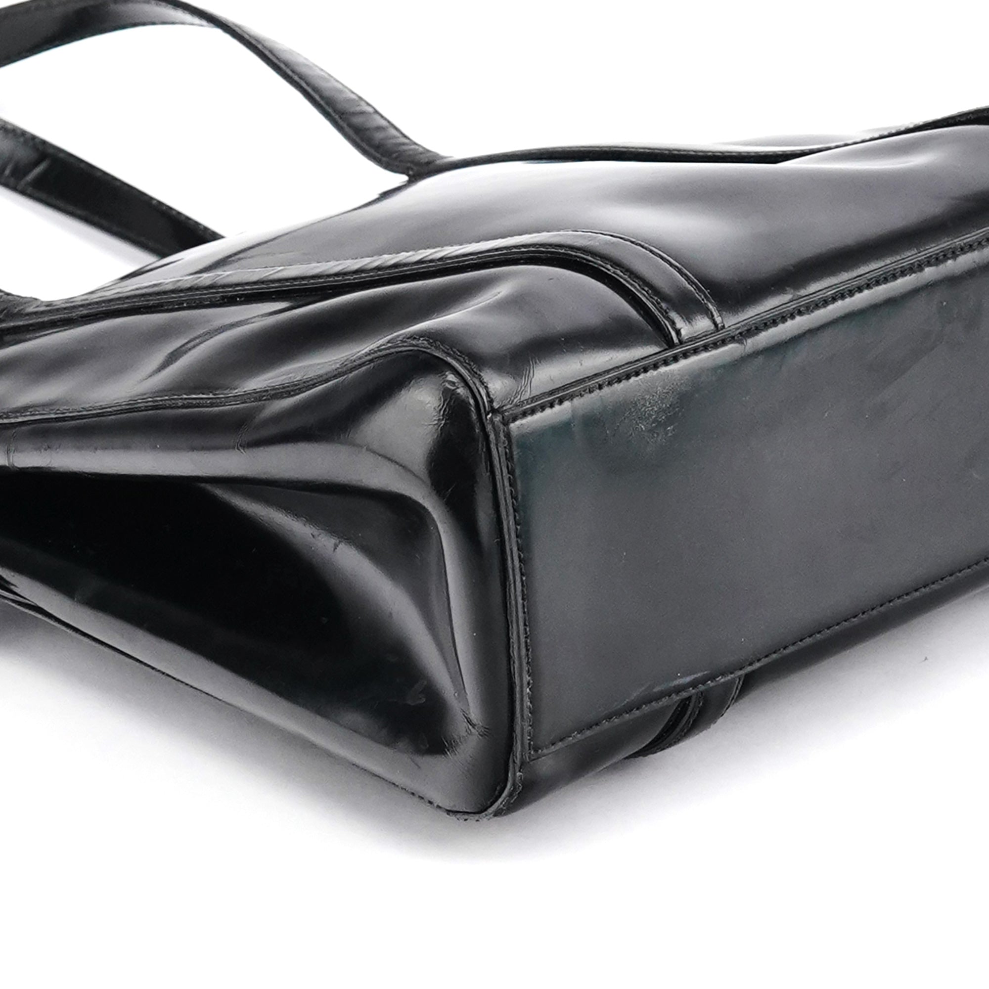 Prada 7256 Black Patent Leather Tote Bag