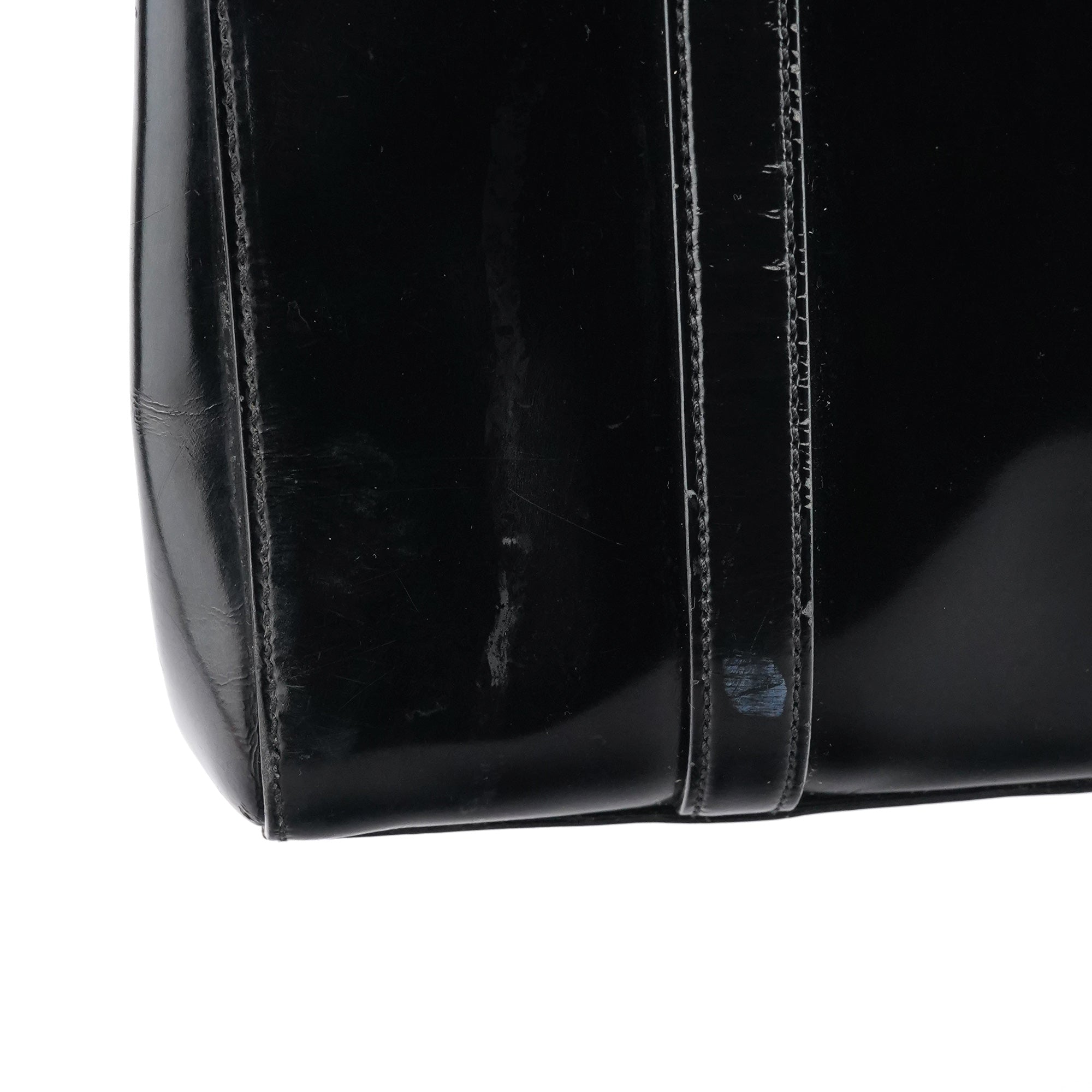 Prada 7256 Black Patent Leather Tote Bag