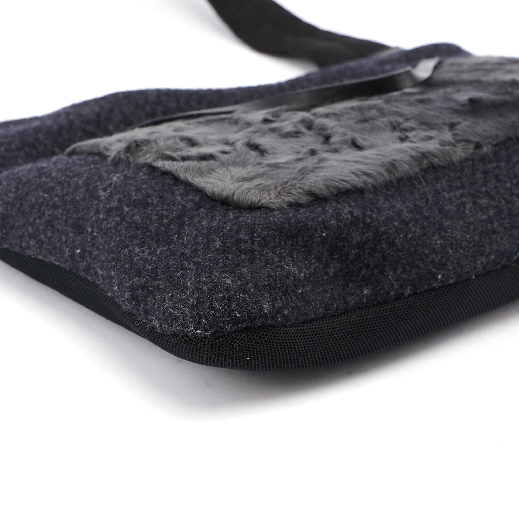 Prada Anthracite Fur Wool Shoulder Bag