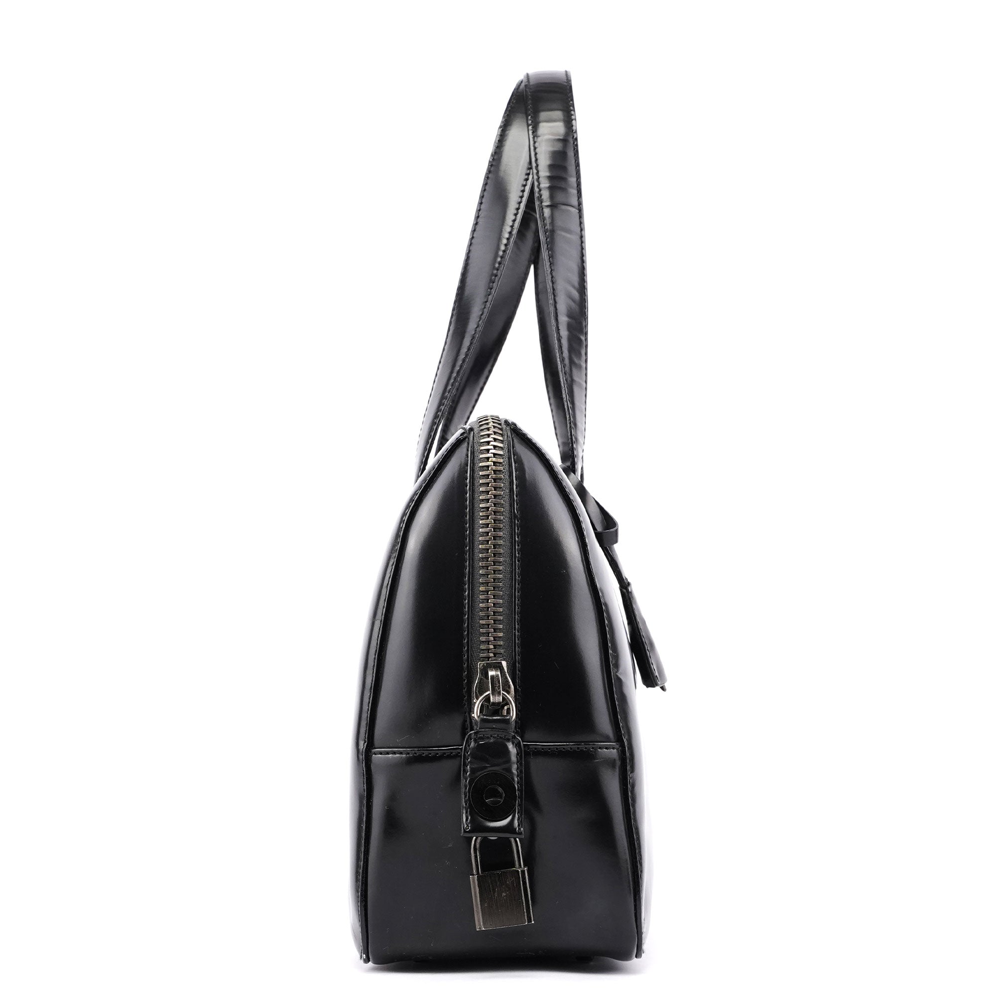 Prada Sac cabas Spazzolato en cuir verni anthracite