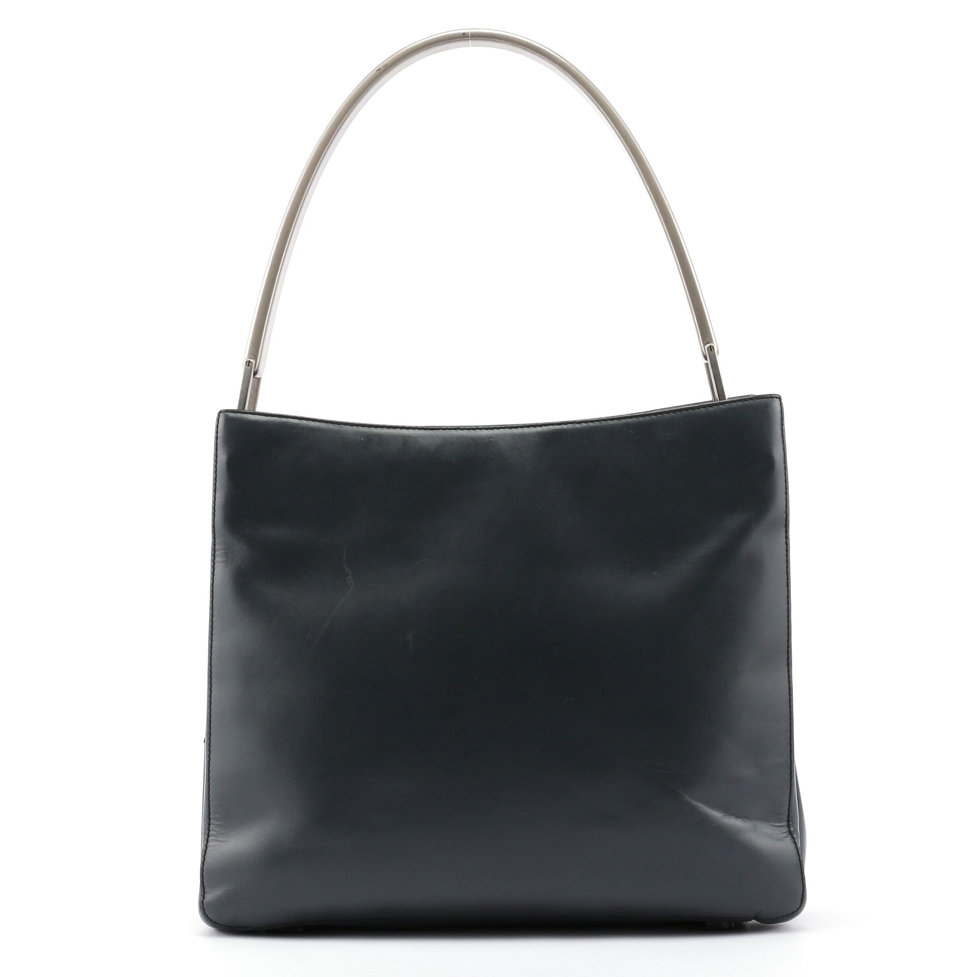 Prada Vitello Metallo Tasche aus anthrazitfarbenem Kalbsleder