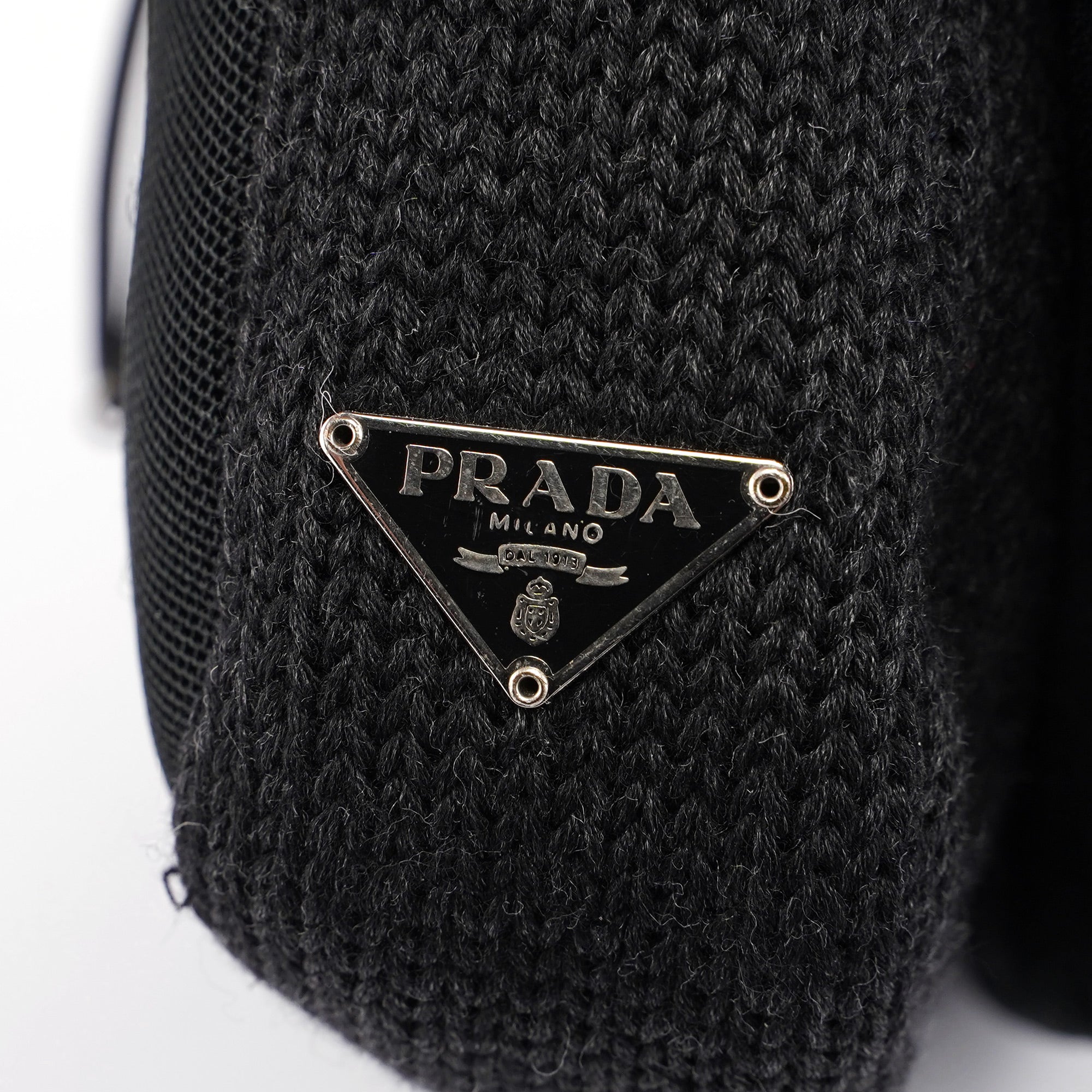 Prada Sac hobo en laine anthracite