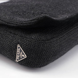 Prada Anthracite Wool Hobo Shoulder Bag