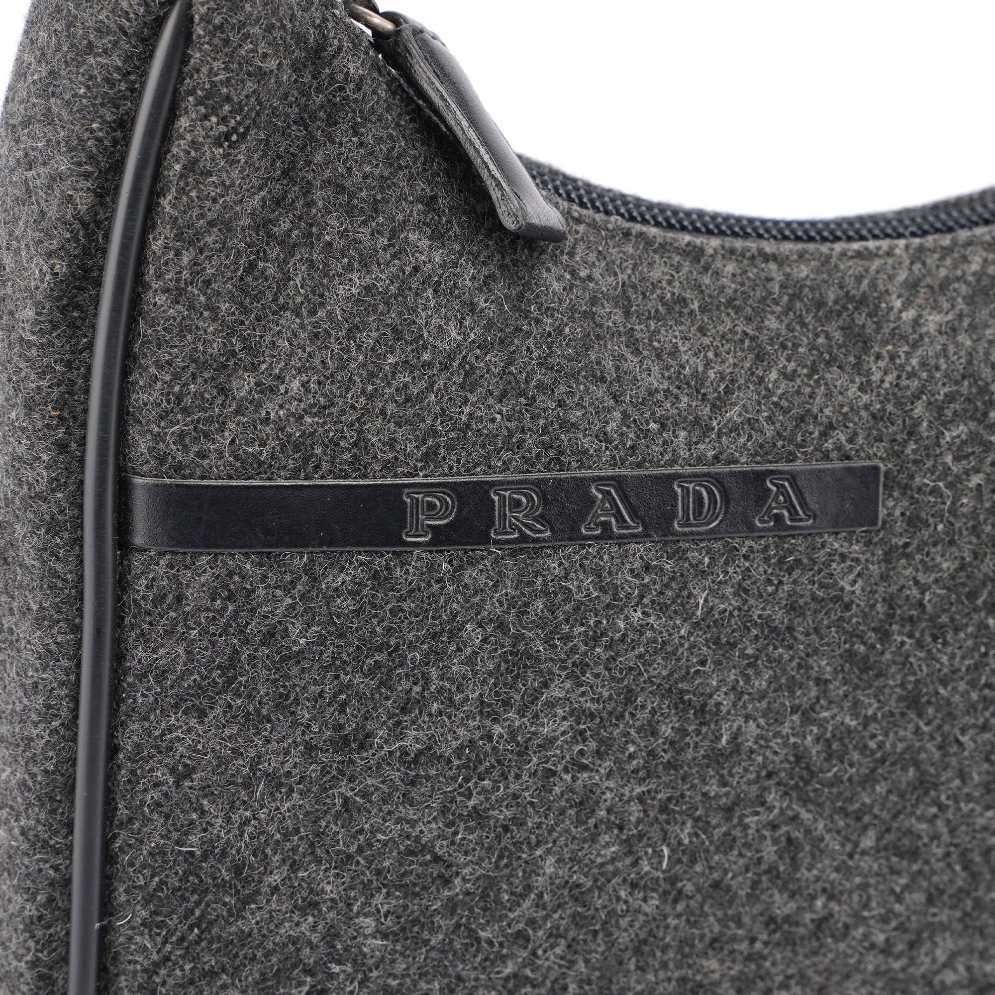 Prada Anthracite Wool Mini Hobo Bag