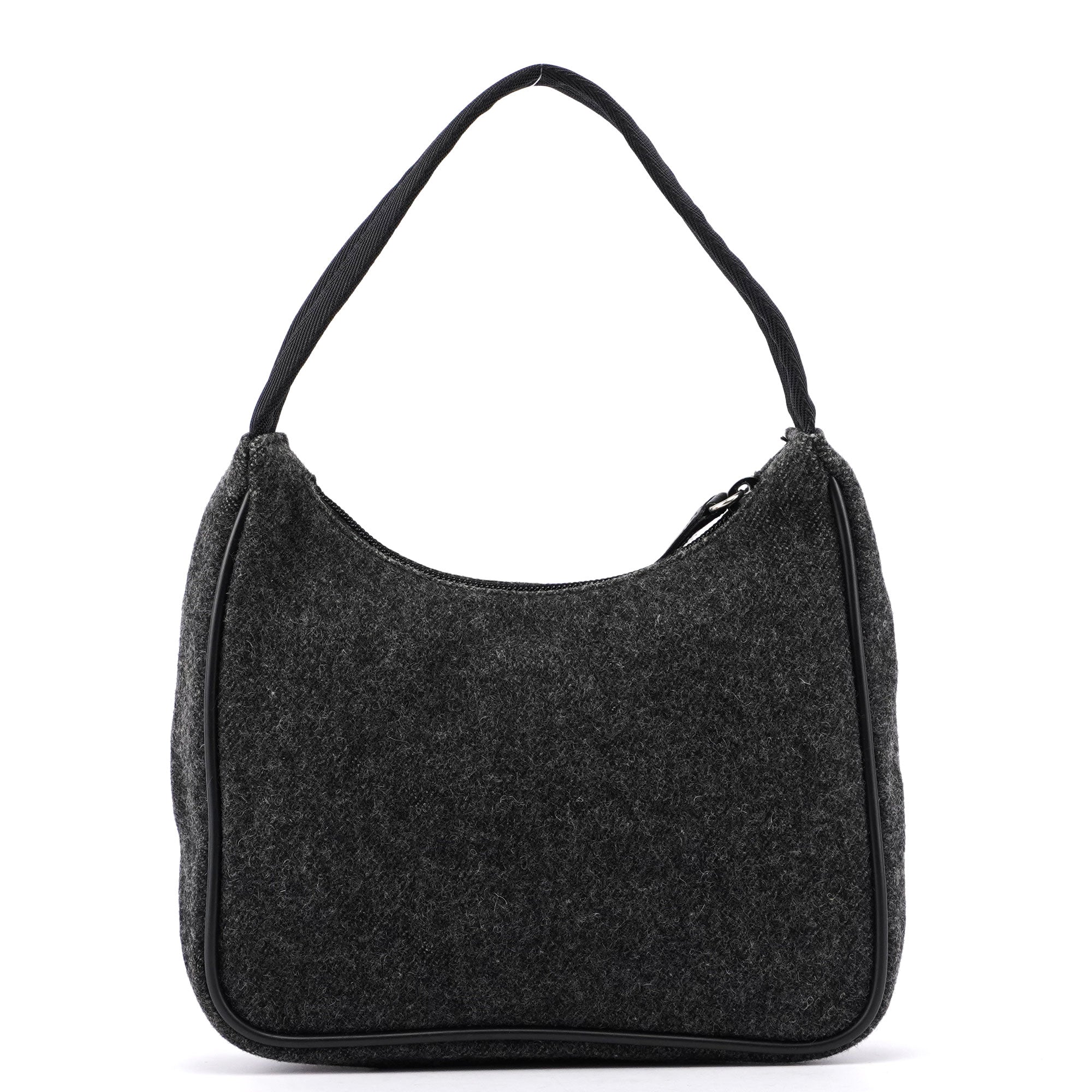 Prada Anthracite Wool Mini Hobo Bag