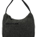 Prada Anthracite Wool Mini Hobo Bag