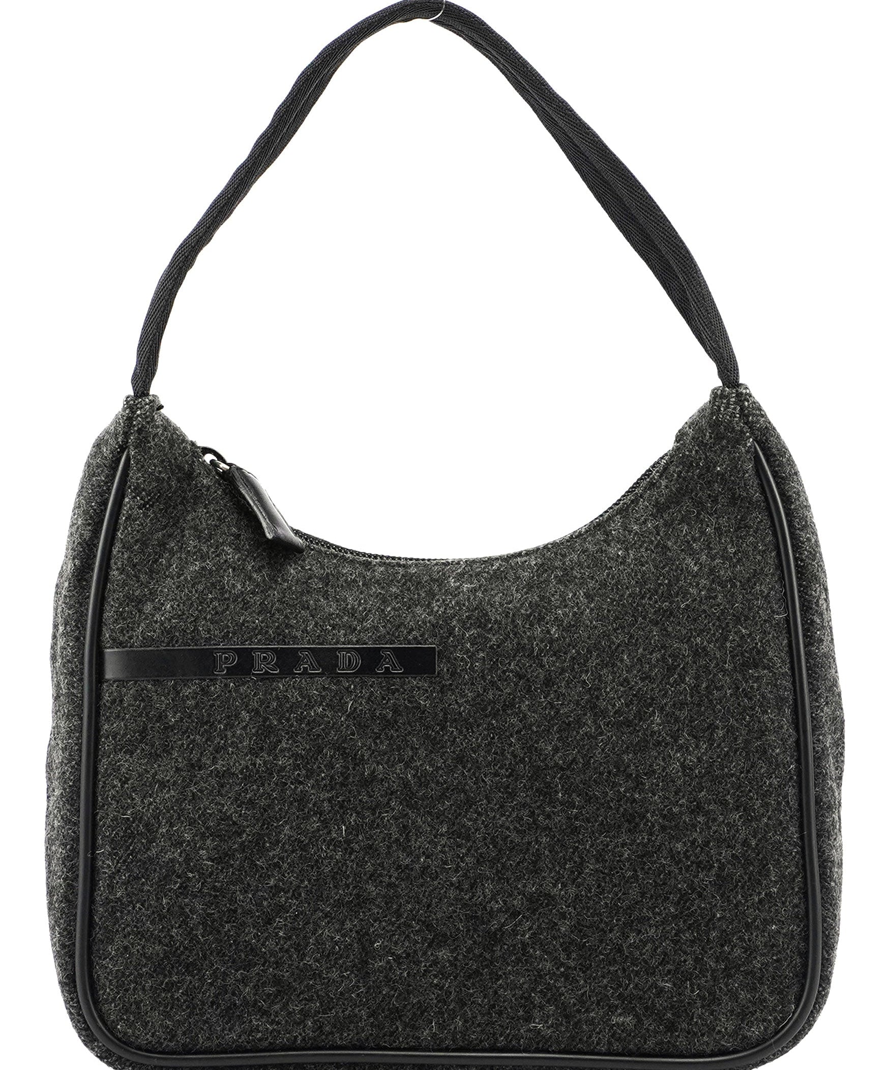 Prada Anthracite Wool Mini Hobo Bag