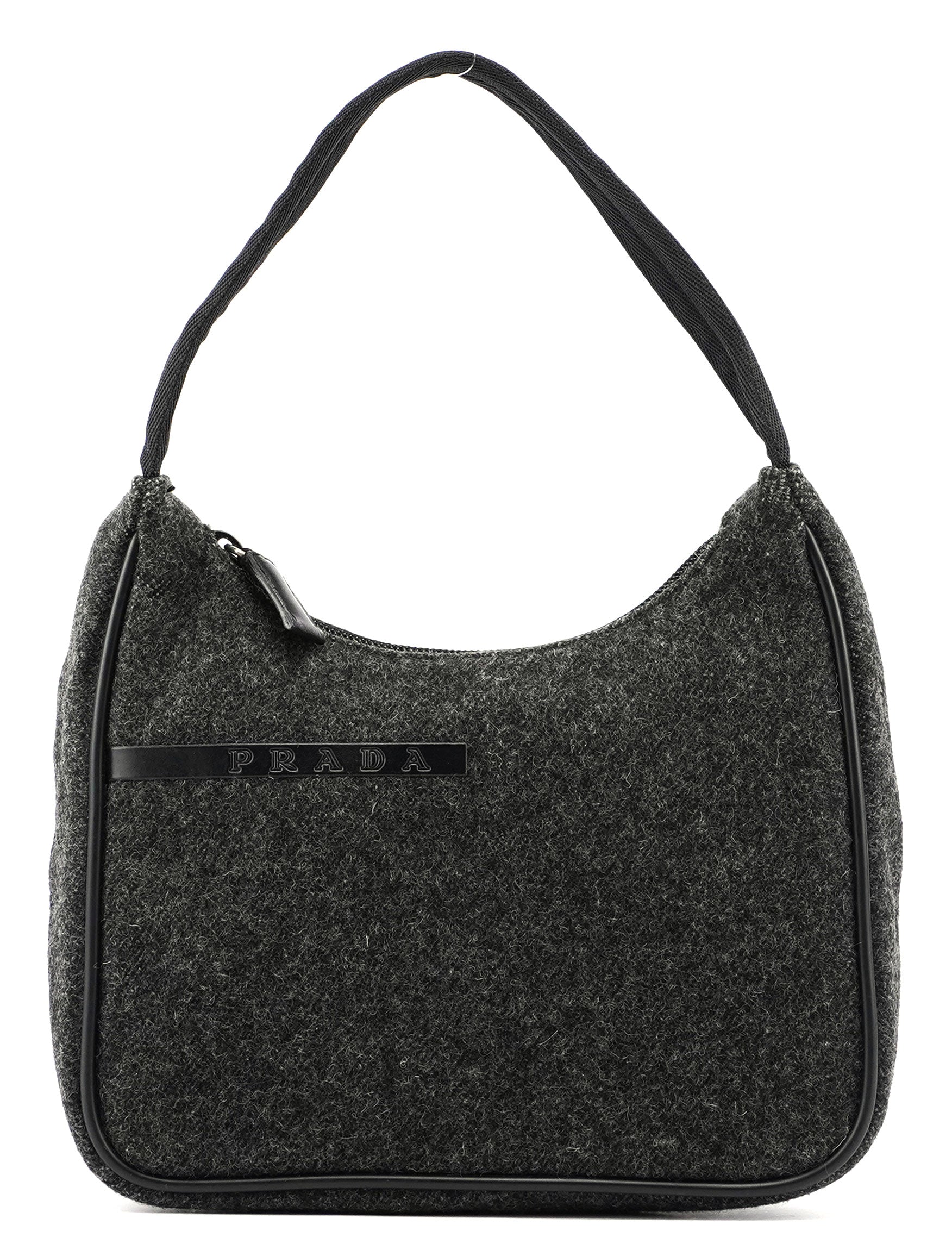 Prada Anthracite Wool Mini Hobo Bag