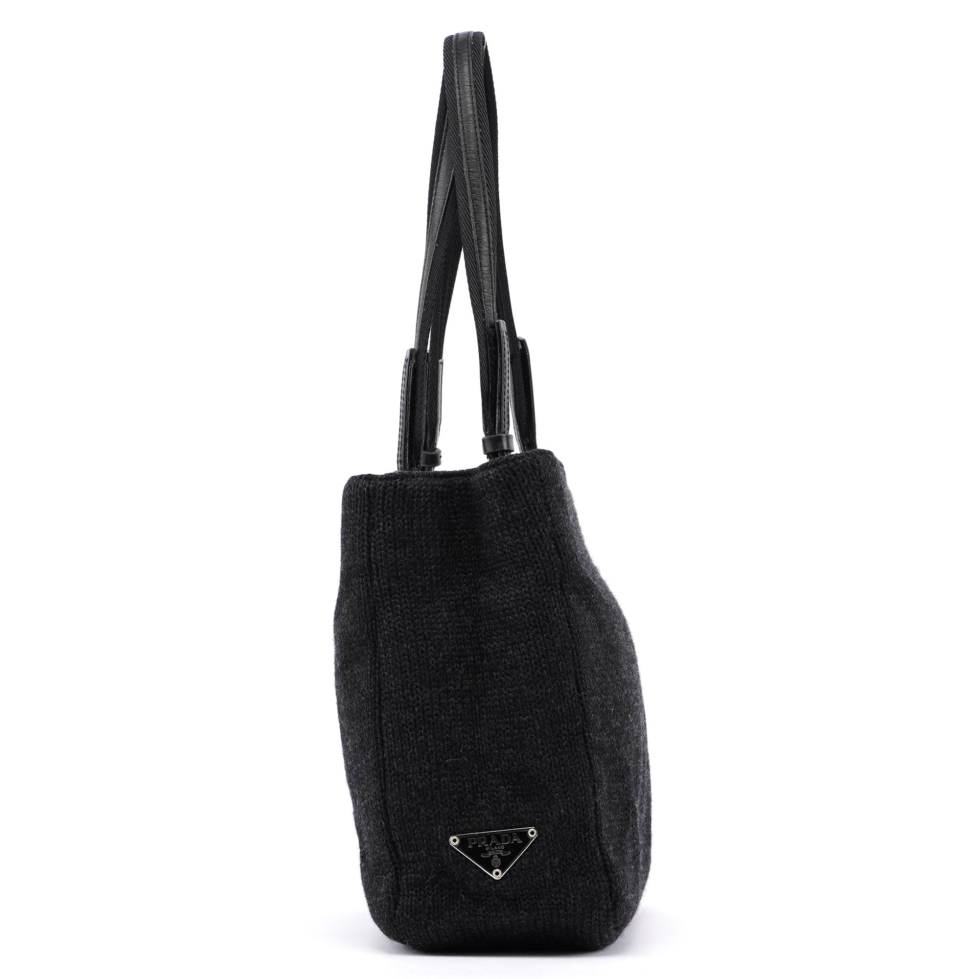Prada Tote Bag aus anthrazitfarbener Wolle
