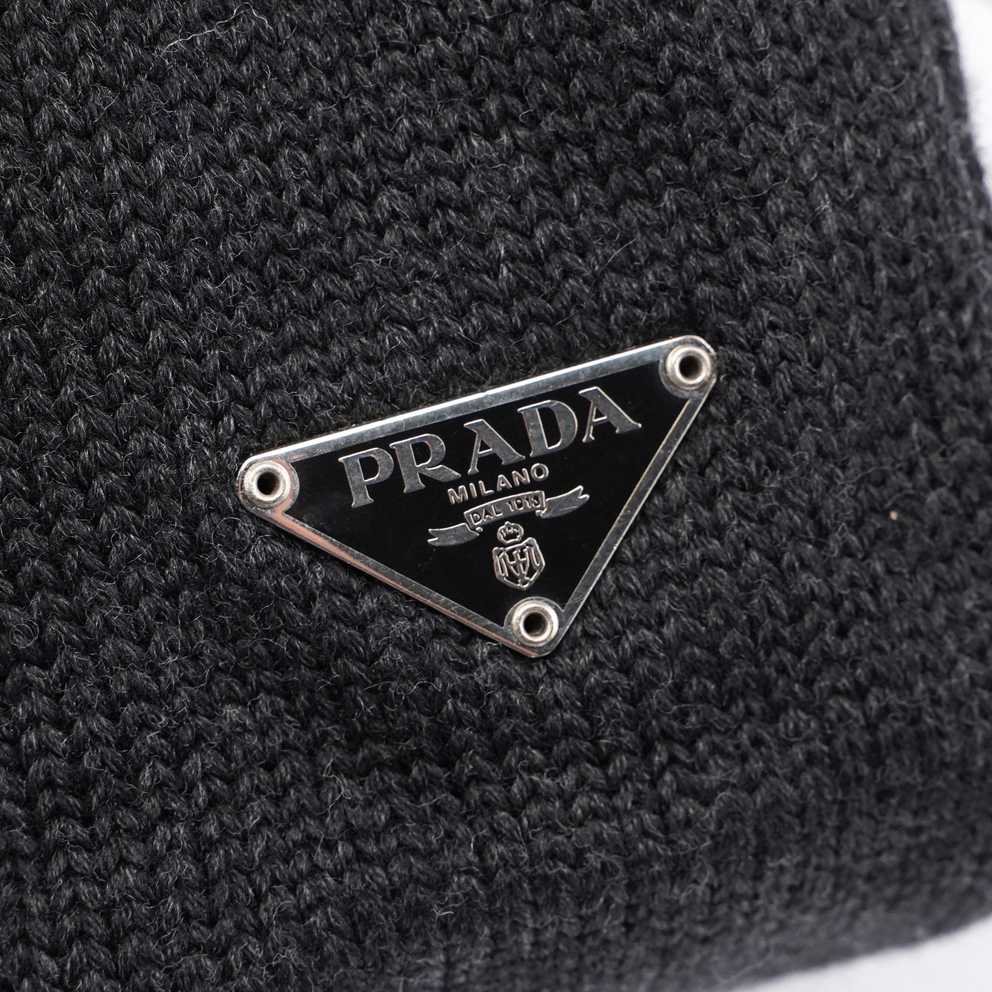 Prada Tote Bag aus anthrazitfarbener Wolle