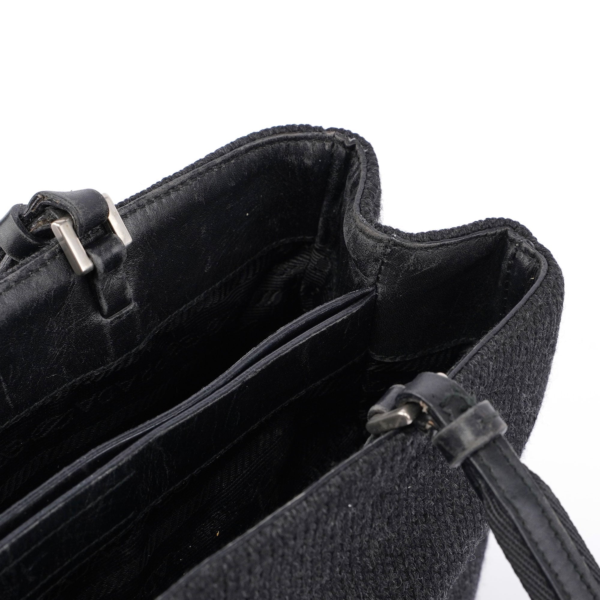 Prada Tote Bag aus anthrazitfarbener Wolle