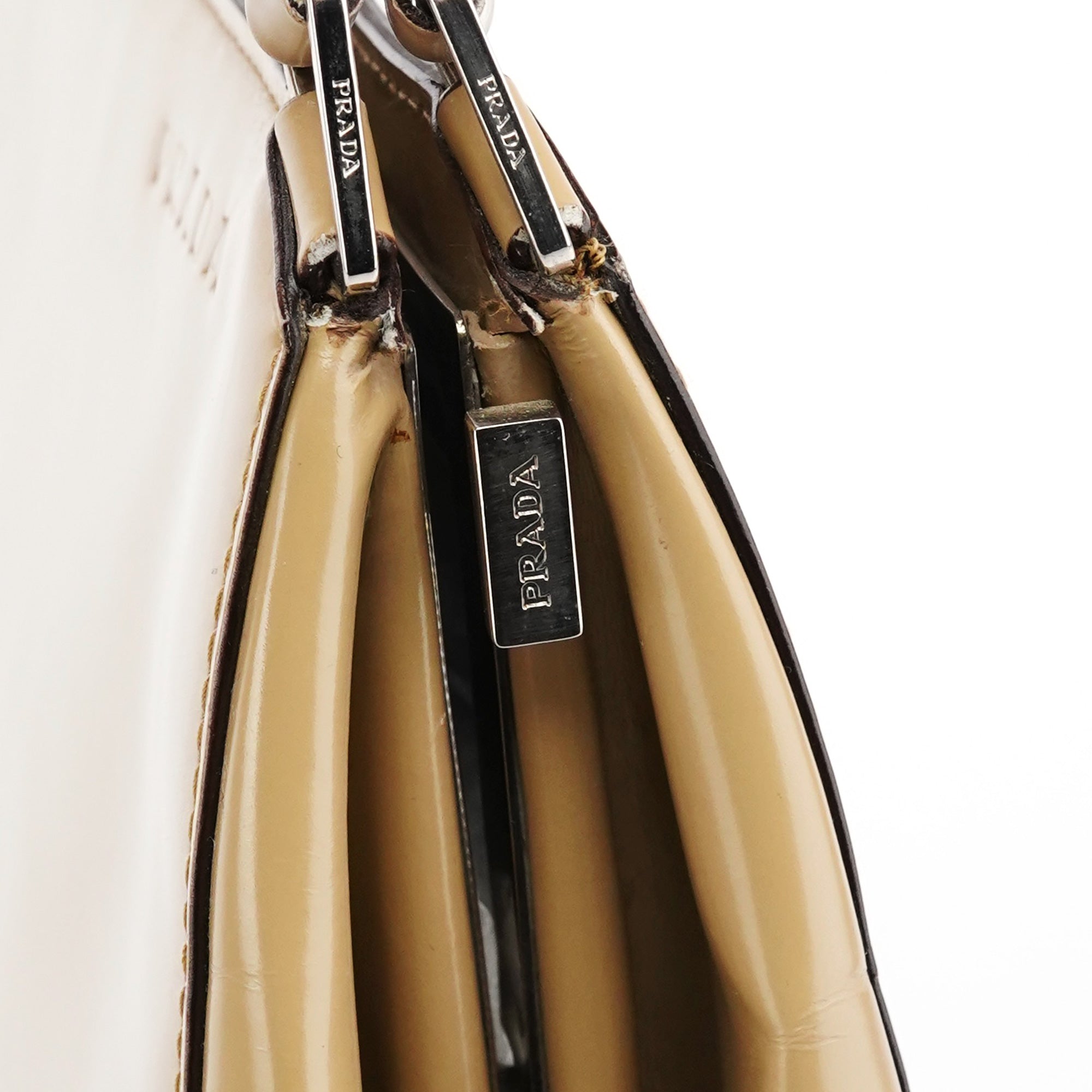 Prada B11108 Beige Brown Spazzolato Leather Tote Bag
