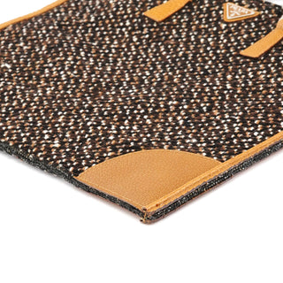 Prada B11266 Brown Tweed Leather Tote Bag