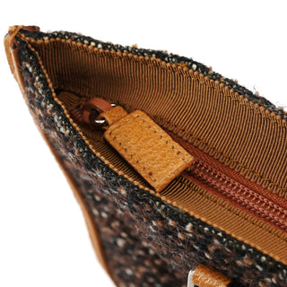 Prada B11266 Brown Tweed Leather Tote Bag