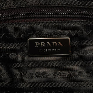 Prada B11266 Brown Tweed Leather Tote Bag