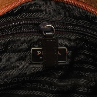 Prada B11266 Brown Tweed Leather Tote Bag