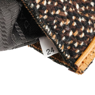 Prada B11266 Brown Tweed Leather Tote Bag