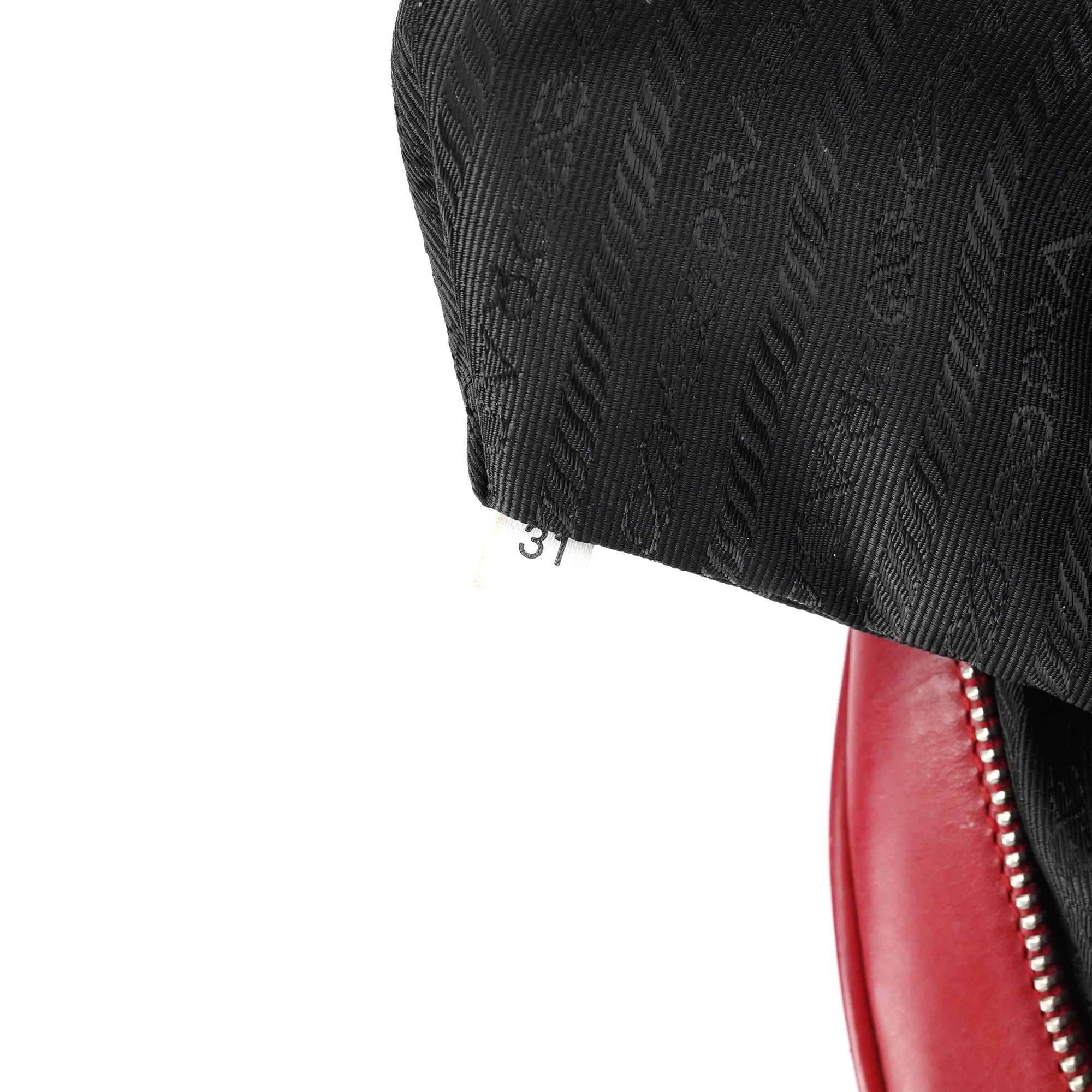 Prada B11334 Sac bowling en cuir perforé blanc et rouge