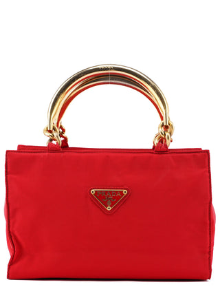 Prada B2513 Red Tessuto Metallo Tote Bag