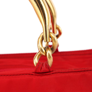 Prada B2513 Red Tessuto Metallo Tote Bag