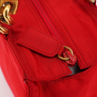 Prada B2513 Red Tessuto Metallo Tote Bag