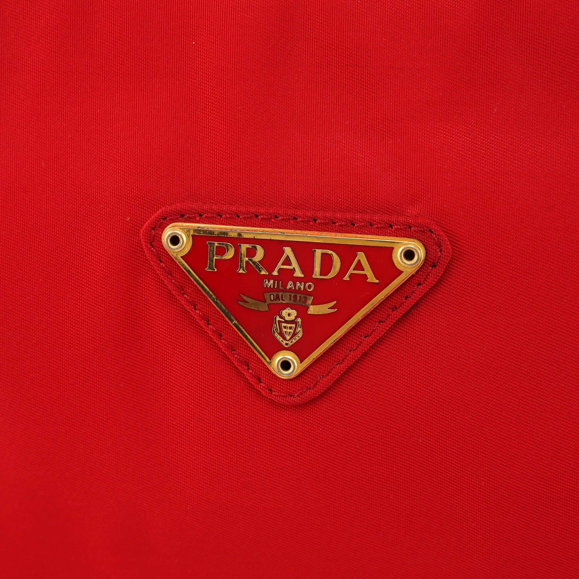 Prada B2513 Red Tessuto Metallo Tote Bag