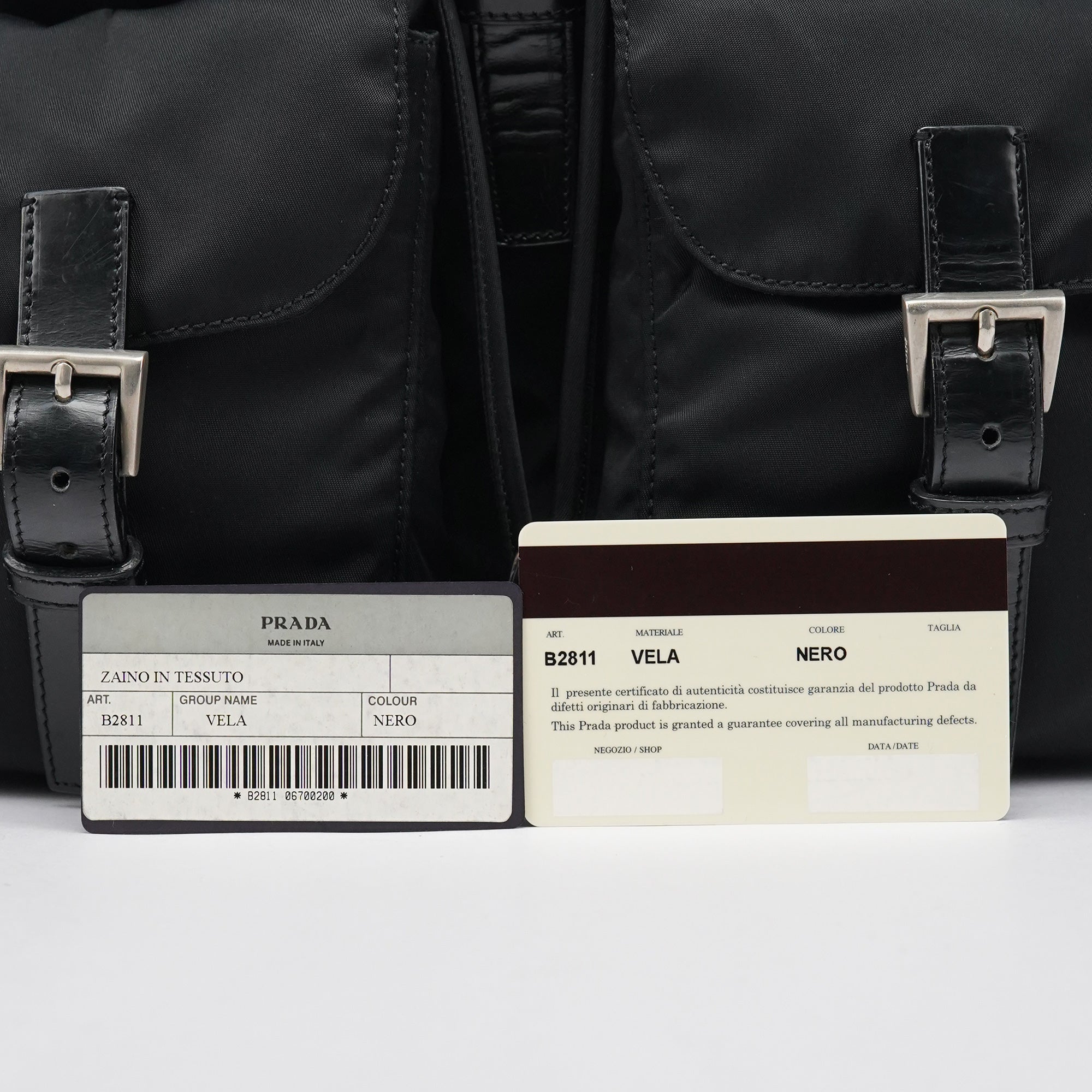 Prada B2811 Sac à dos Tessuto Vela en nylon noir