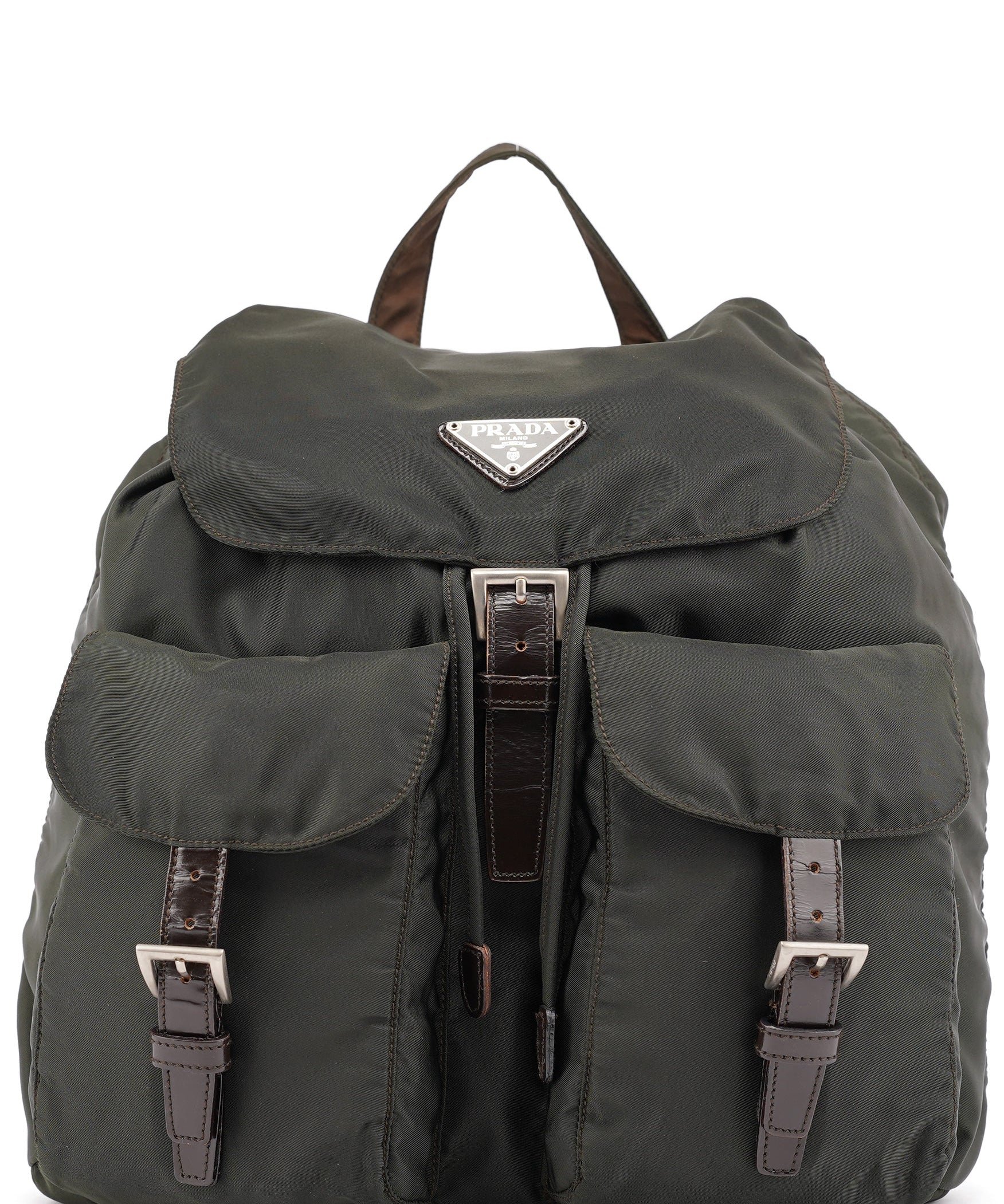 Prada B2811F Military Green Tessuto Vela Backpack