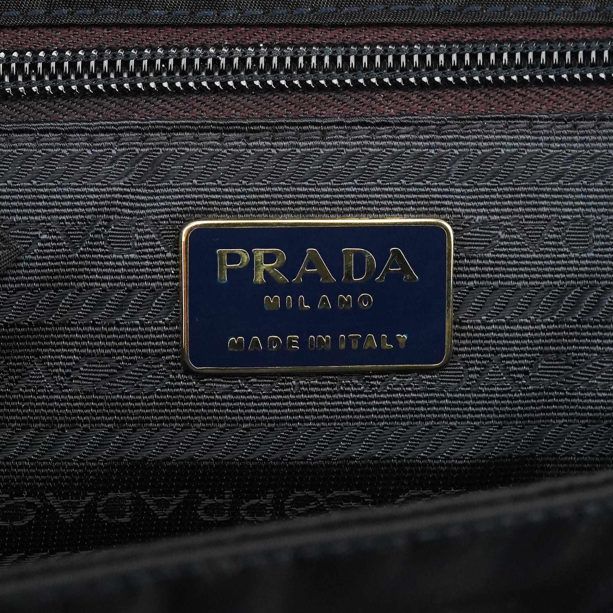 Prada B4066Y Navy Tessuto Metallo Top Handle Bag