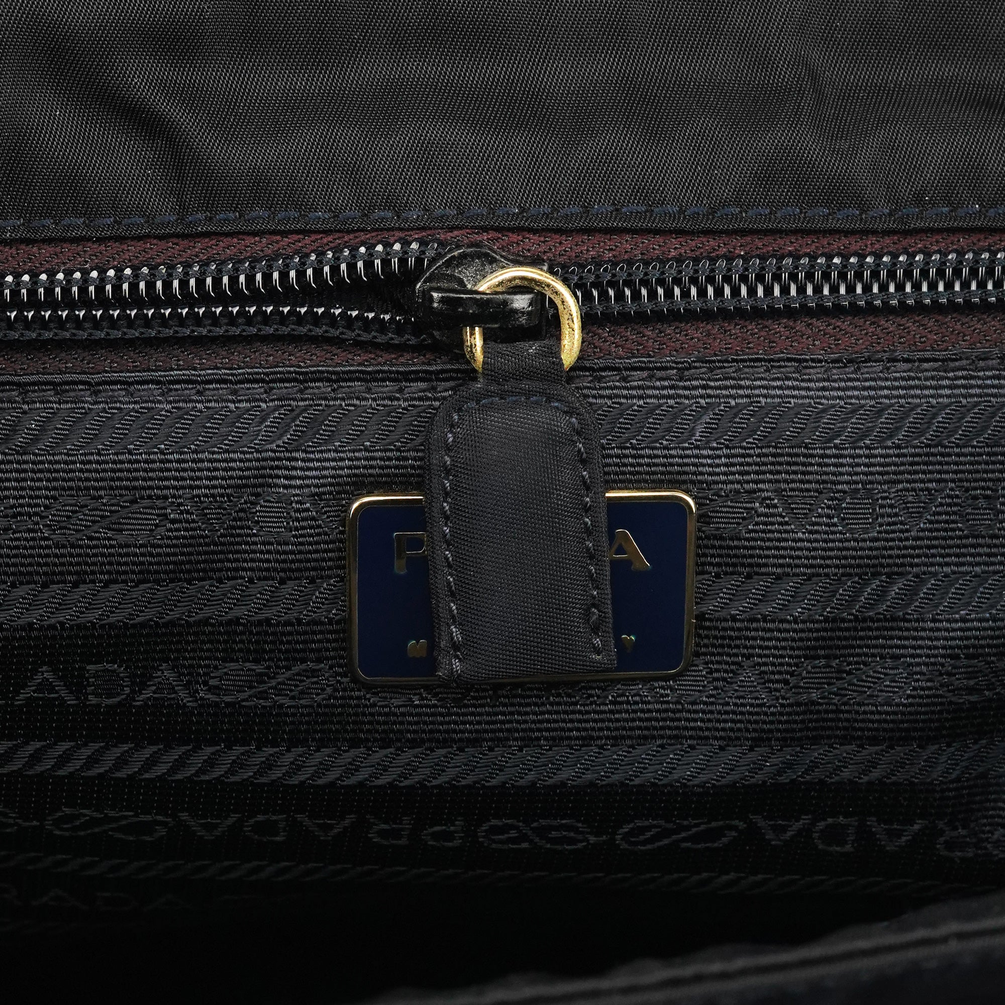 Prada B4066Y Navy Tessuto Metallo Top Handle Bag