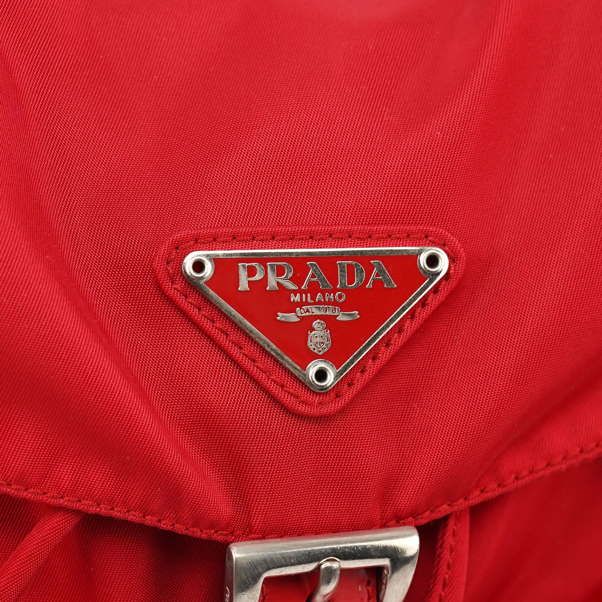 Prada B5885 Tessuto Vela Rucksack in Rot