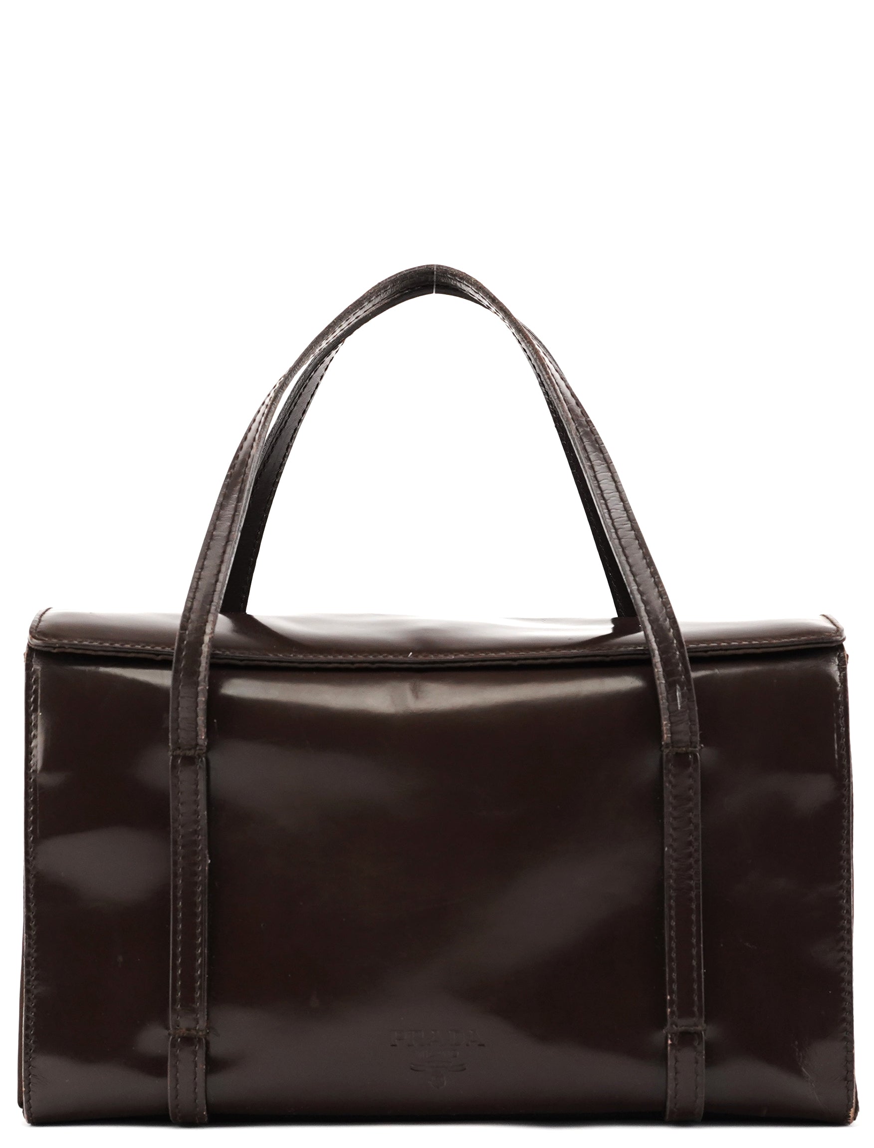 Prada B5938 Dark Brown Spazzolato Box Handbag