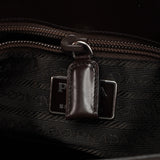 Prada B6010 Spazzolato Tote Bag aus braunem Lackleder