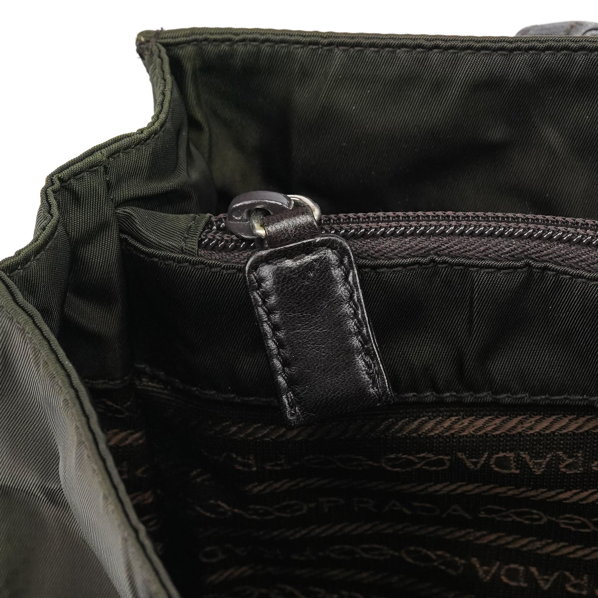 Prada B6059 Dark Green Tessuto Trend Nappa Tote Bag
