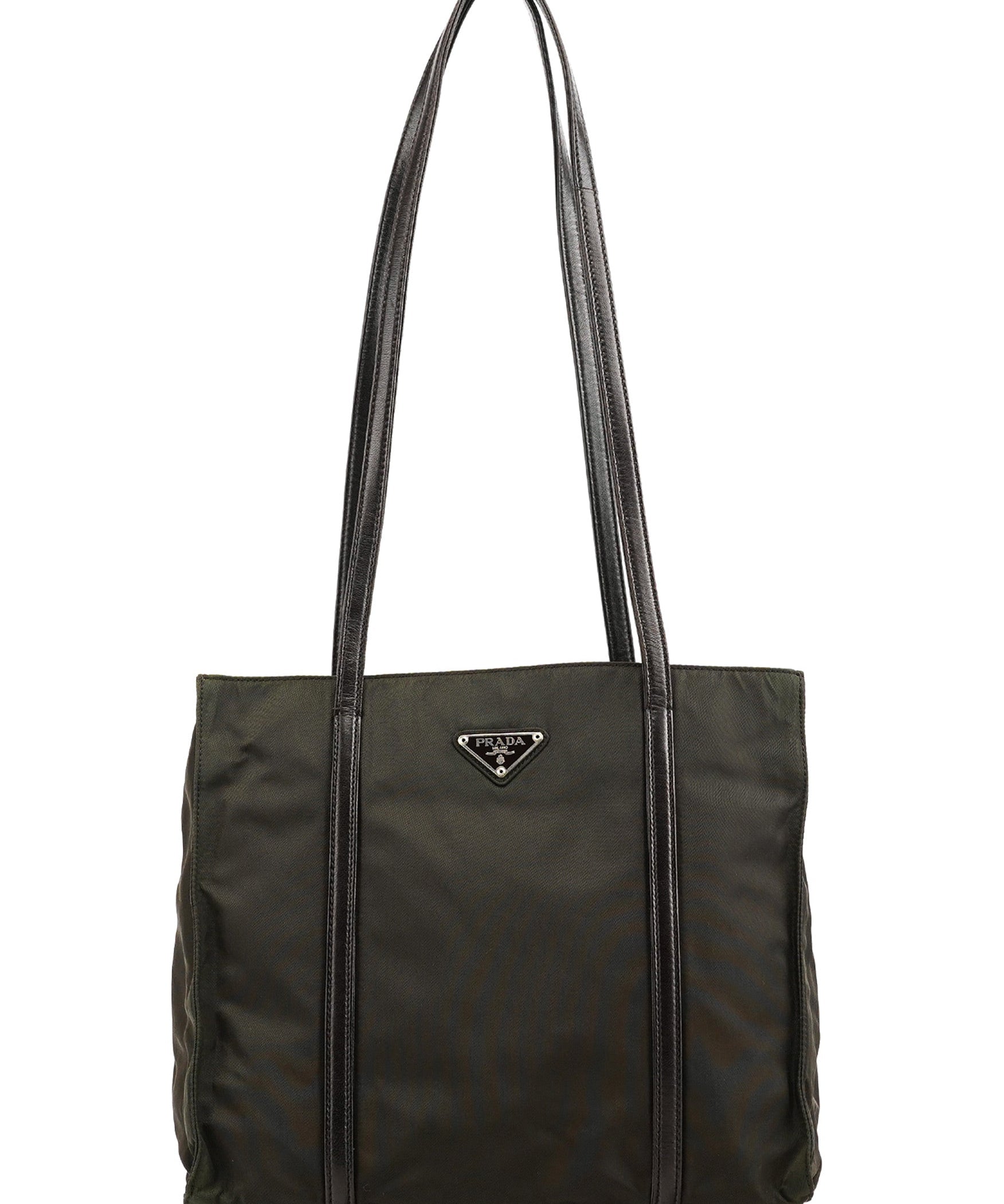 Prada B6059 Dark Green Tessuto Trend Nappa Tote Bag