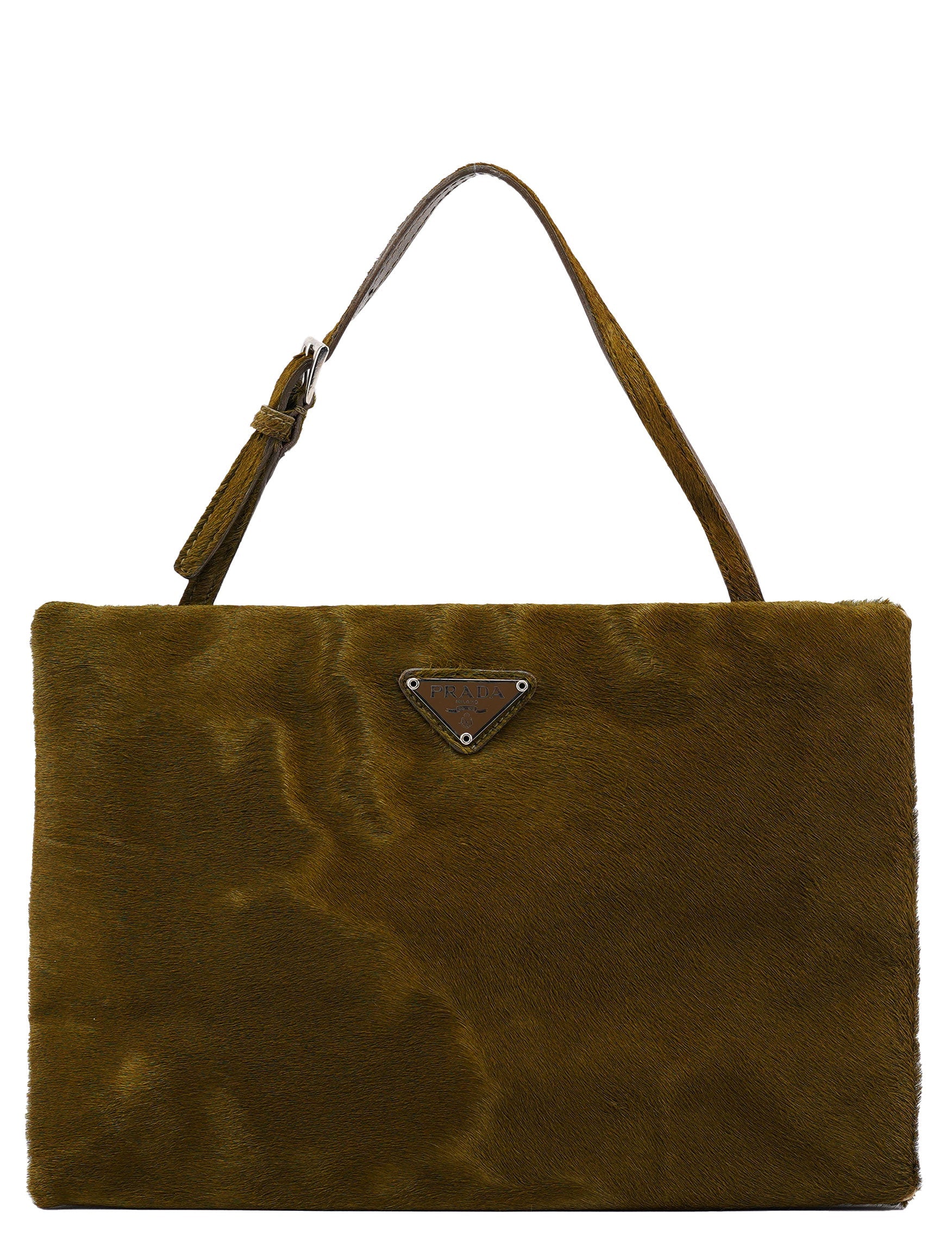 Prada B6278 Green Fur Top Handle Bag